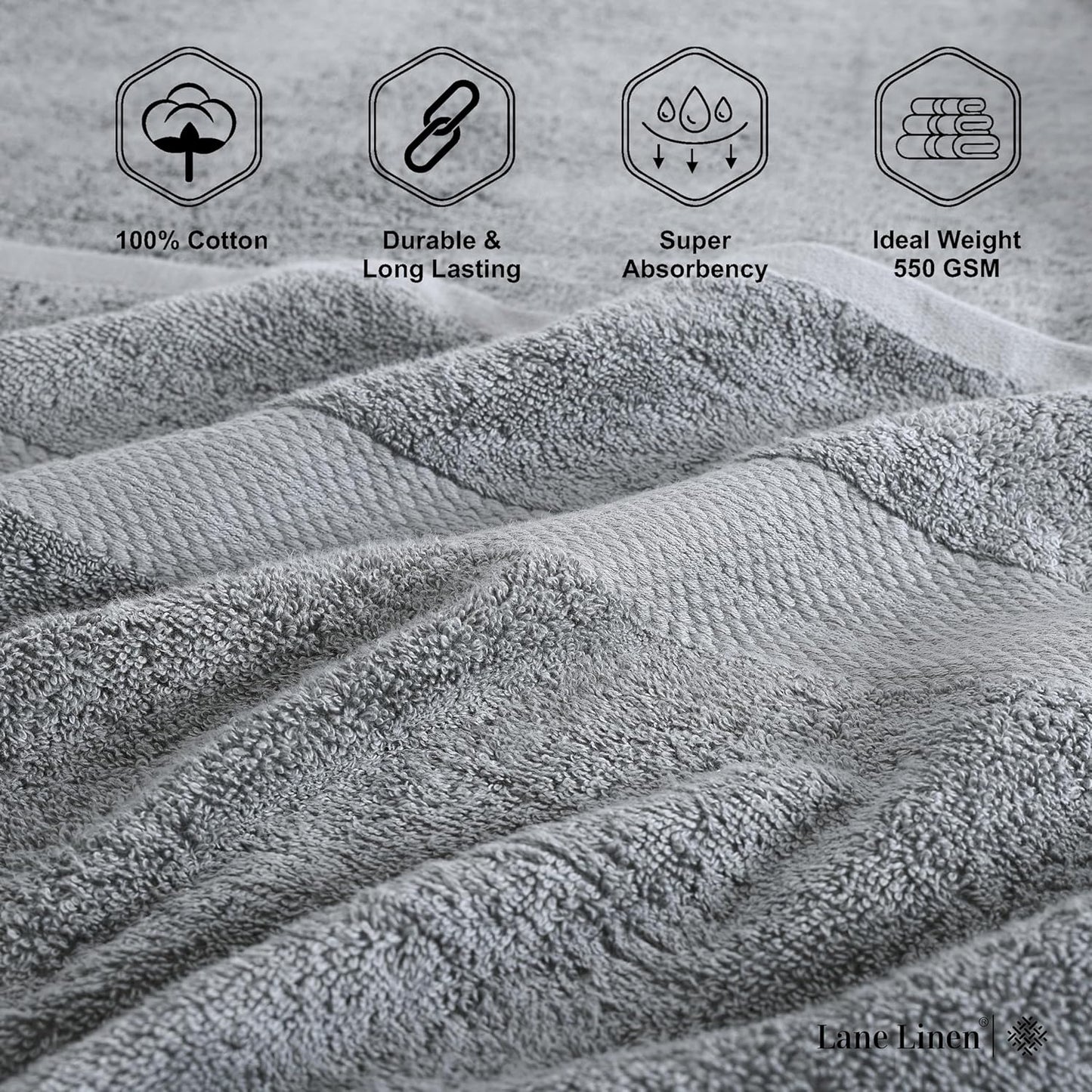 LANE LINEN 100% Cotton Bath Sheets Set of 4 (35"x66") - Ring Spun Cotton Extra Large Bath Towels Sets - Quick Dry, Soft & Absorbent Oversized Shower Towel Sets - Sustainabaly Produced - Space Grey