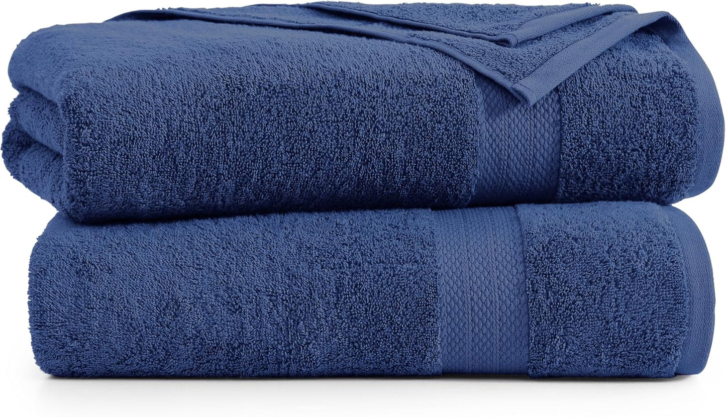 LANE LINEN 100% Cotton Bath Sheets Set of 2 (35"x66") - Ring Spun Cotton Extra Large Bath Towels Set - Quick Dry, Soft & Absorbent Oversized Towel Sets - Holds Well After Multiple Washes - Navy Blue