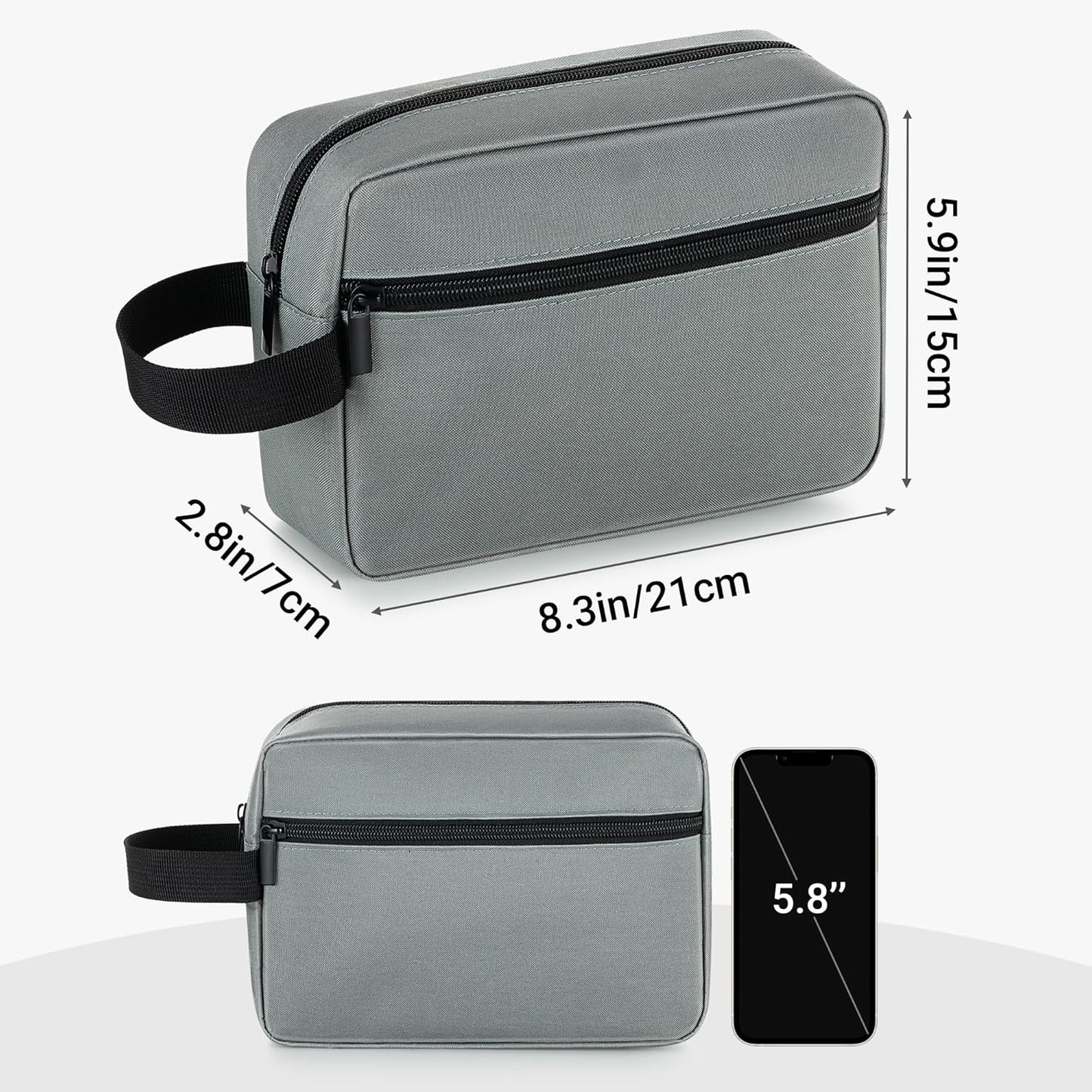 Elviros Travel Toiletry Bag for Women and Men, Lightweight Makeup Bag Hanging Dopp Kit with Shaving Compartment Cosmetic Organizer Small Tool Bag Travel Essentials, Dark Grey