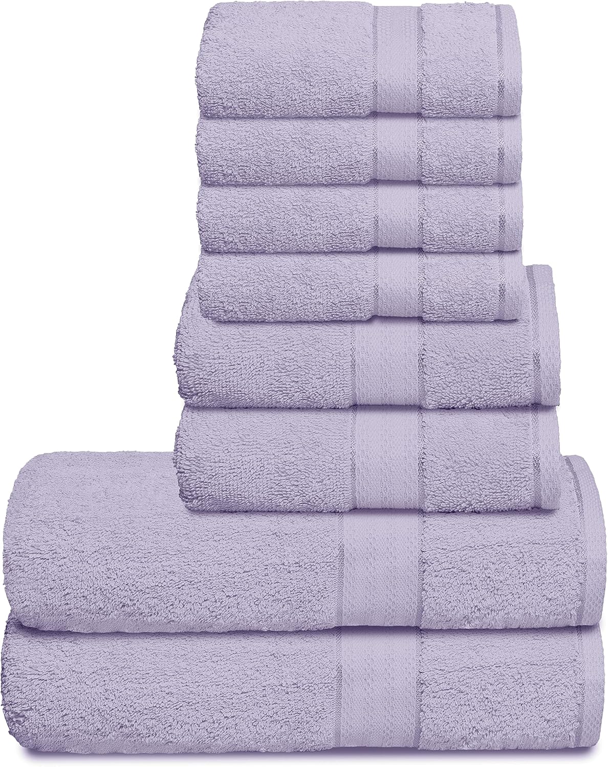 GLAMBURG 700 GSM Premium 8-Piece Towel Set - Contains 2 Bath Towels 30x54, 2 Hand Towels 16x28, 4 Wash Cloths 13x13 - Luxury Hotel & Spa Quality - Durable Ultra Soft Highly Absorbent - Purple