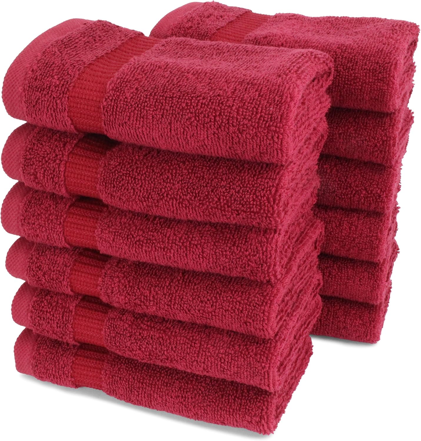 SALBAKOS 100% Turkish Cotton Washcloth Set of 12 13x13 inch | Heirloom Quality | Hotel & Spa Collection | Ultra Soft, Super Absorbent, Washcloth Towels | Made in Turkey (Wine, 12 Washcloths)