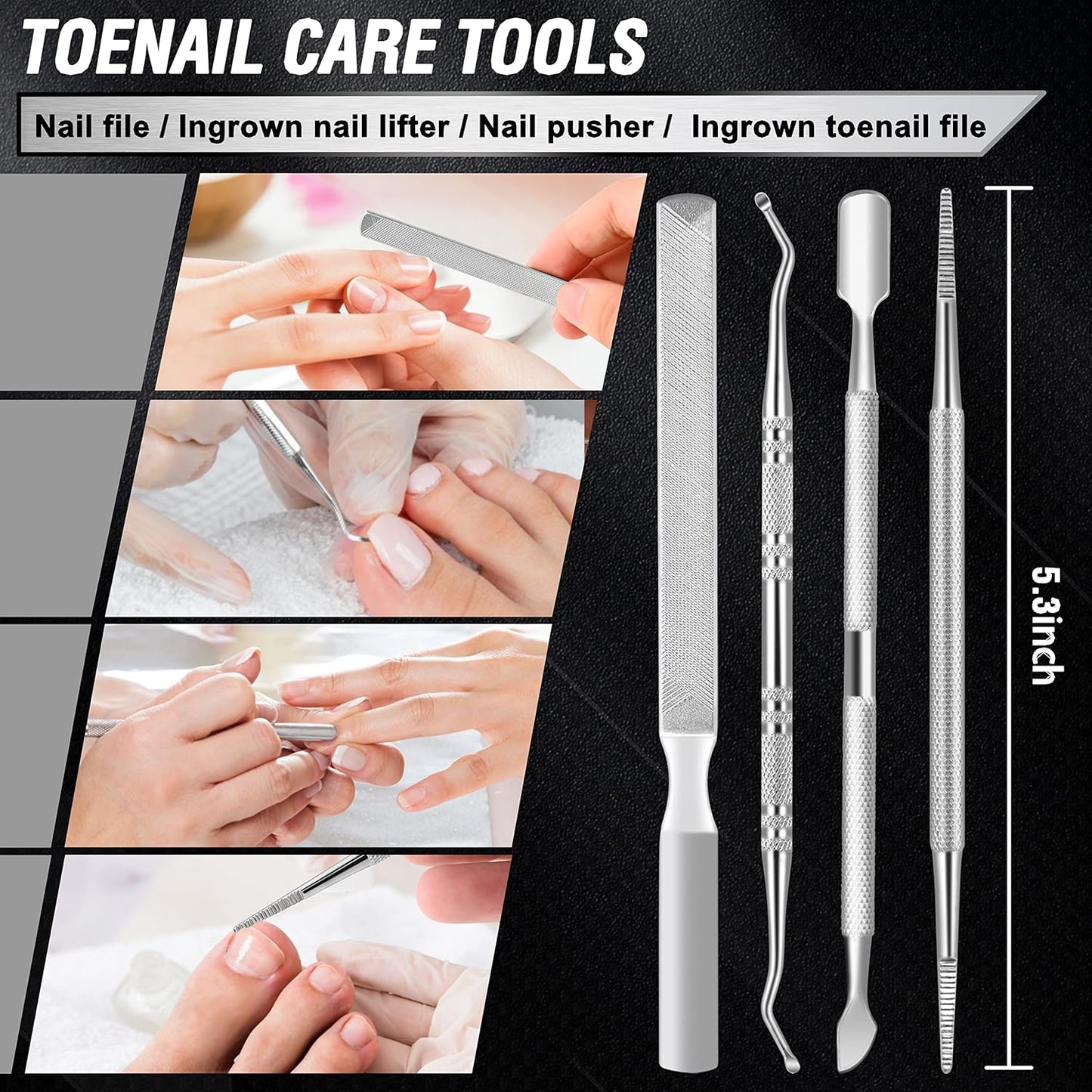 Toenail Clippers for Seniors Thick Toenails, Aucurwen Heavy Duty Toe Nail Clippers Adult Thick Nails Long Handle, Large Toenail Clippers for Thick Nails 7Pcs(Orange)