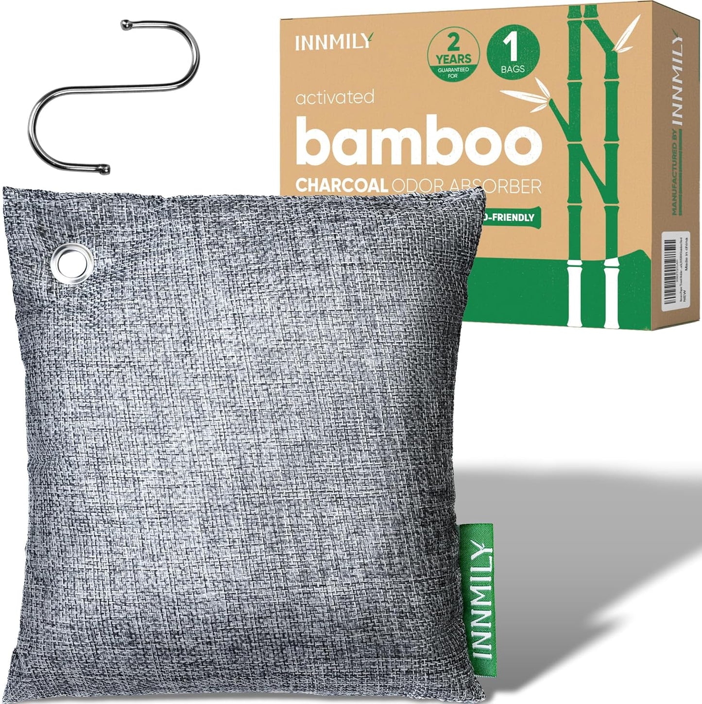 Activated Charcoal Odor Absorber,Large 500g W Hooks Nature Odor Eliminator for Strong Odor,Bamboo Charcoal Air Purifying Bags,Moisture Absorbers for Fresh Home Car Closet Pet,Smoke Smell Deodorizer