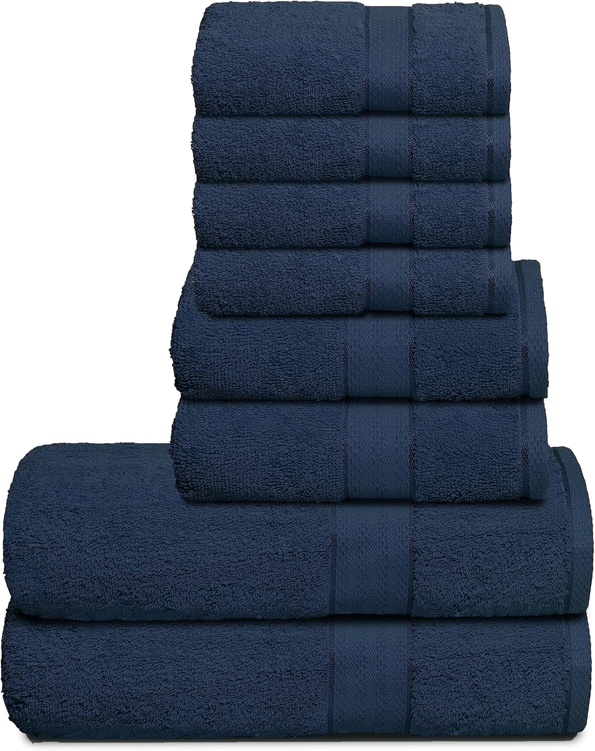 GLAMBURG 700 GSM Premium 8-Piece Towel Set - Contains 2 Bath Towels 30x54, 2 Hand Towels 16x28, 4 Wash Cloths 13x13 - Luxury Hotel & Spa Quality - Durable Ultra Soft Highly Absorbent - Mineral Blue