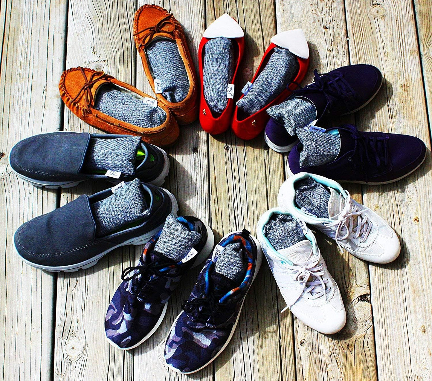 Jalousie 12 Pack Set 100 Grams Each Mini Bamboo Charcoal Bags Natural Air Purifier, Shoe Deodorizer and Odor Eliminator Multi-Purpose Charcoal Bag