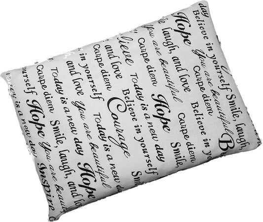 Microwavable Corn Filled Heating Pad and Cold Pack/Washable 100% Cotton Cover (Positive Thoughts, 7.5in W x 11in L)