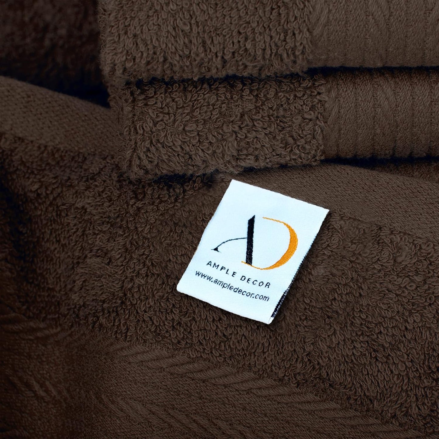 Ample Decor Bathroom Hand Towel 18 X 28 Inch 600 GSM 100% Cotton, Soft Absorbent - 6 Pcs Brown