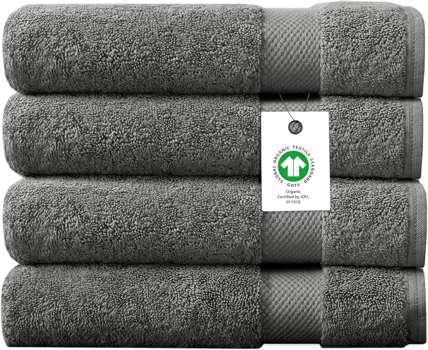 Delara Organic Cotton Luxuriously Plush Bath Sheet Pack of 4 | GOTS & OEKO-TEX Certified | Premium Hotel Quality Towels | Feather Touch Technology|650 GSM Long Staple|Soft, Quick Dry & Ultra-Absorbent