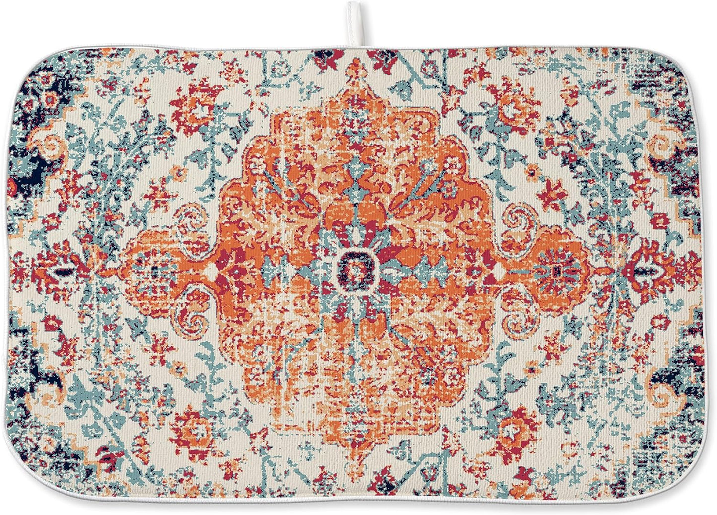 Orange Dish Drying Mat for Kitchen Counter, 18x24 Inch Burn Orange Boho Style Absorbent Dish Drying Pad Heat Resistant Mat Coffee Bar Mat Dish Drainer Rack Mat