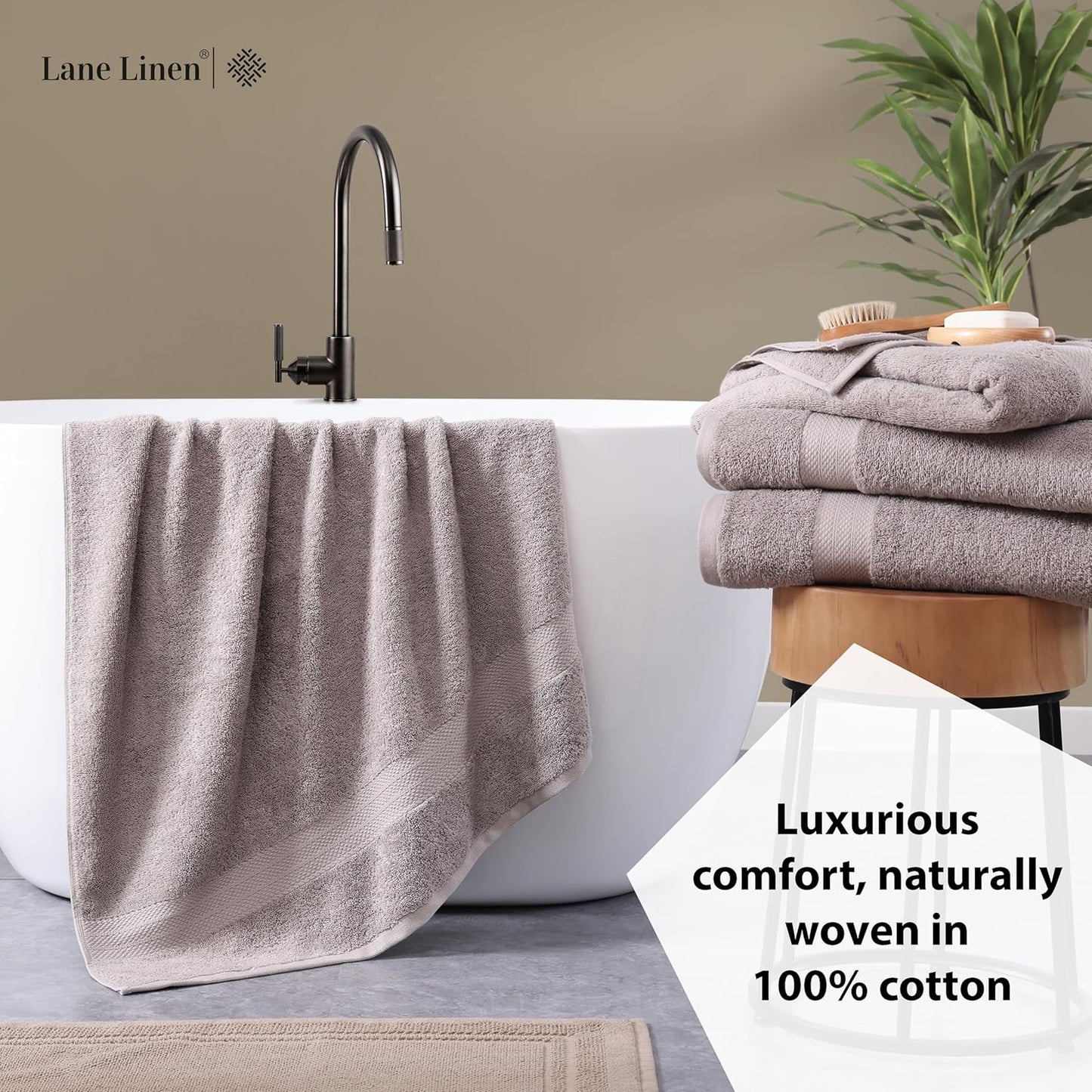 LANE LINEN 100% Cotton Bath Sheets Set of 4 (35"x66") - Ring Spun Cotton Extra Large Bath Towels Sets - Quick Dry, Soft & Absorbent Oversized Grey Towels Set - Pre Shrunk, Fade Resistant - Platinum