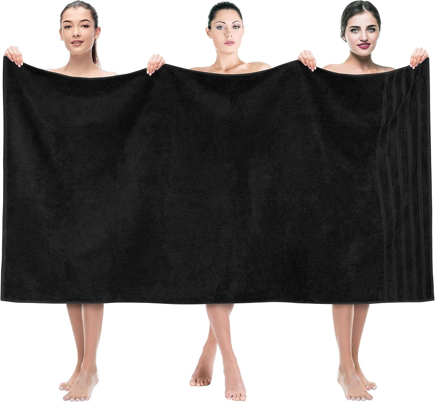 American Soft Linen 35x70 Jumbo Large Bath Towels, 600 GSM 100% Cotton Turkish Bath Sheet, Oversized Luxury Bath Towels for Bathroom Beach and Pool, Black