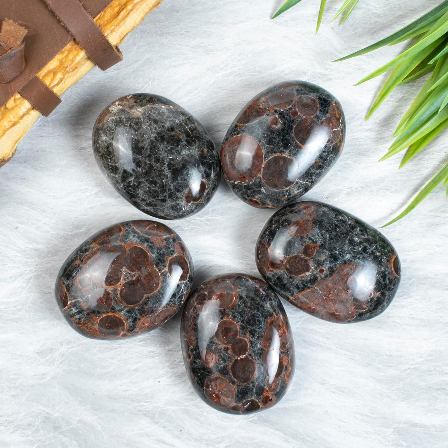 Crocon 50mm Peanut jasper Large Palm Stone 900+ Carats Pocket Worry Stones for Natural Chakra Balancing Reiki Healing Stones and Crystal Healing Spa Energy Crystals gifts for women