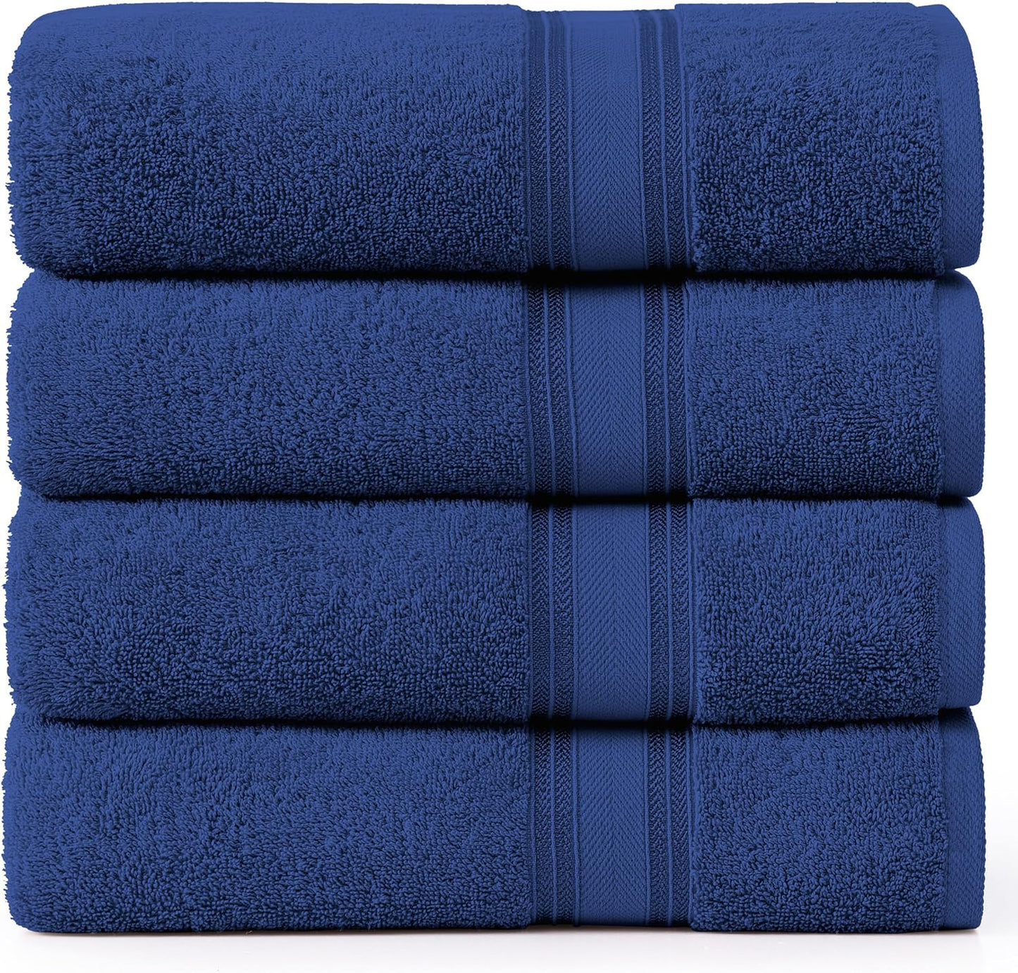 LANE LINEN 100% Cotton 4 Pack Bath Sheets Set (35"x66") - Zero Twist Cotton Extra Large Bath Towels Set - Quick Dry, Soft & Absorbent Oversized Towel Sets - Dorm Essentials for Boys - Navy Blue