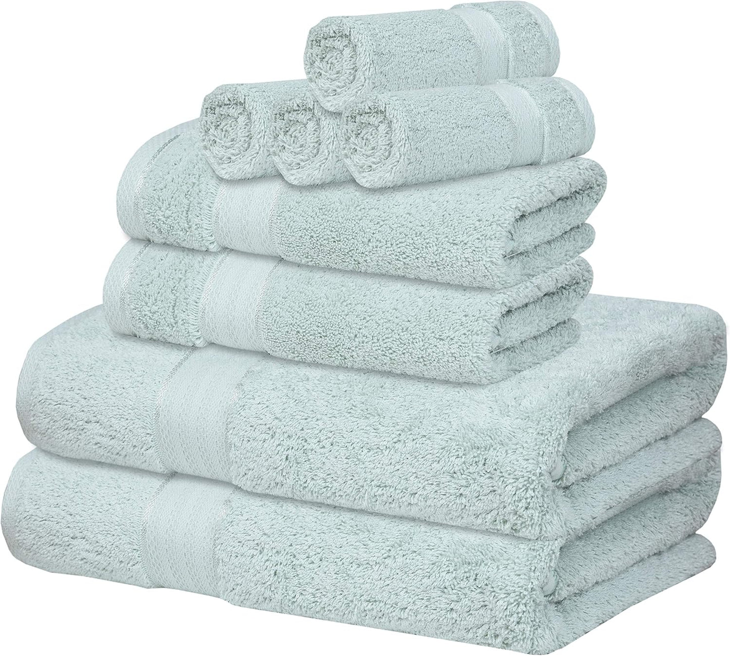 GLAMBURG 700 GSM Premium 8-Piece Towel Set - Contains 2 Bath Towels 30x54, 2 Hand Towels 16x28, 4 Wash Cloths 13x13 - Luxury Hotel & Spa Quality - Durable Ultra Soft Highly Absorbent - Sea Green