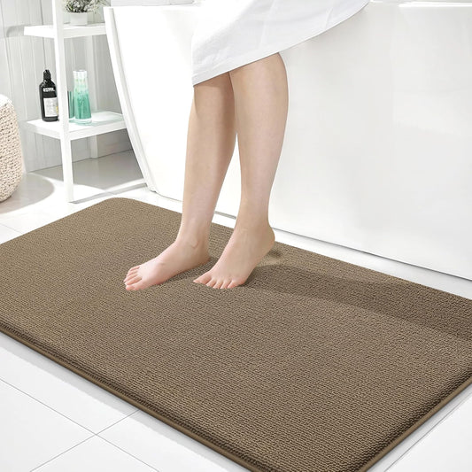 OLANLY Thick Memory Foam Bath Mat Rug 44x24, Extra Soft Absorbent Bathroom Rug, Quick Dry Bath Mats, Non-Slip, Machine Washable Carpet for Bathroom, Tub and Shower, Home Decor Accessories, Tan