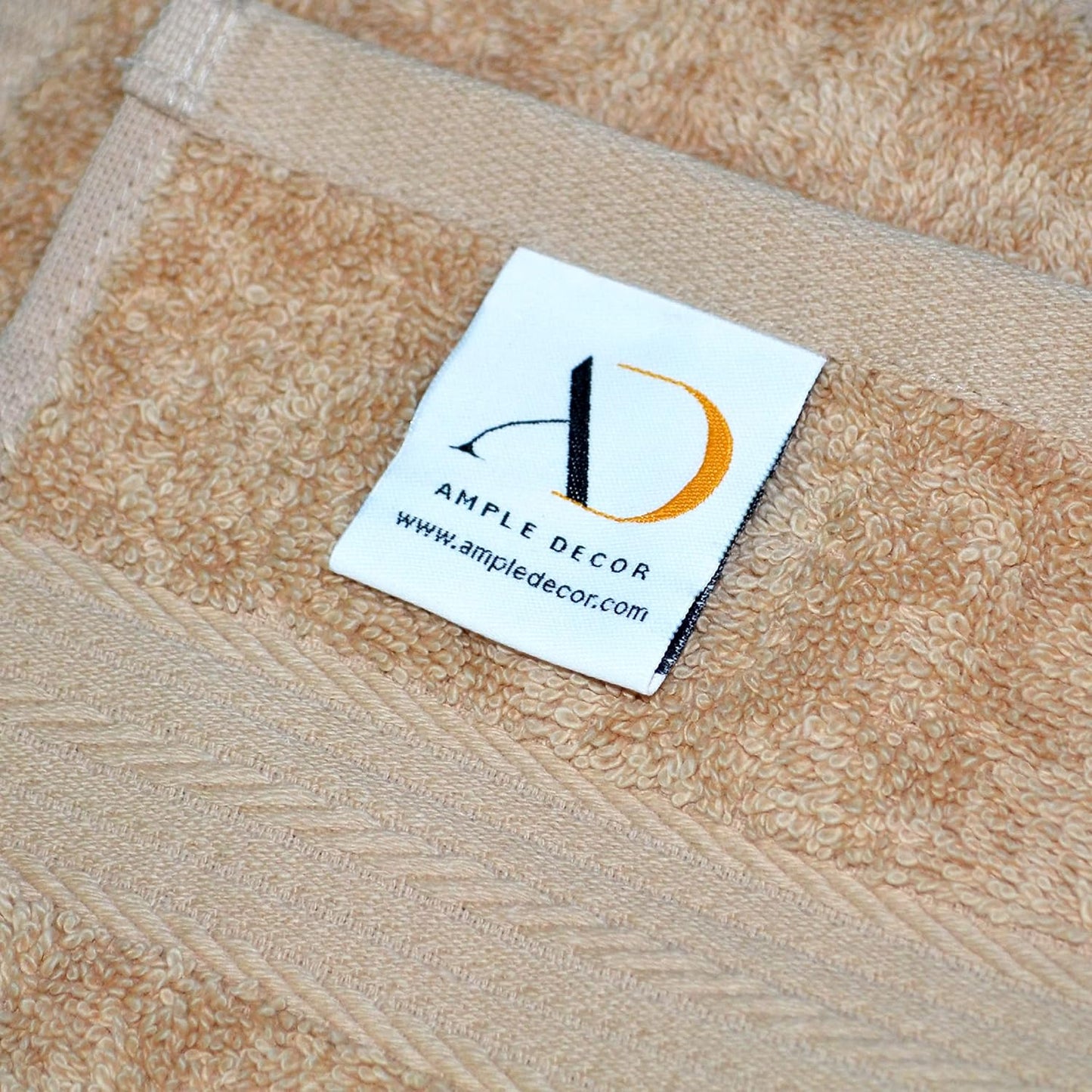 Ample Decor Hand Towel 18 X 28 Inch Pack of 8 600 GSM 100% Cotton,Oeko Tex Certified Soft Absorbent Thick Durable Premium Quality, for Hotel, Bathroom, Spa, Daily Use,Gym-Machine Washable-Beige