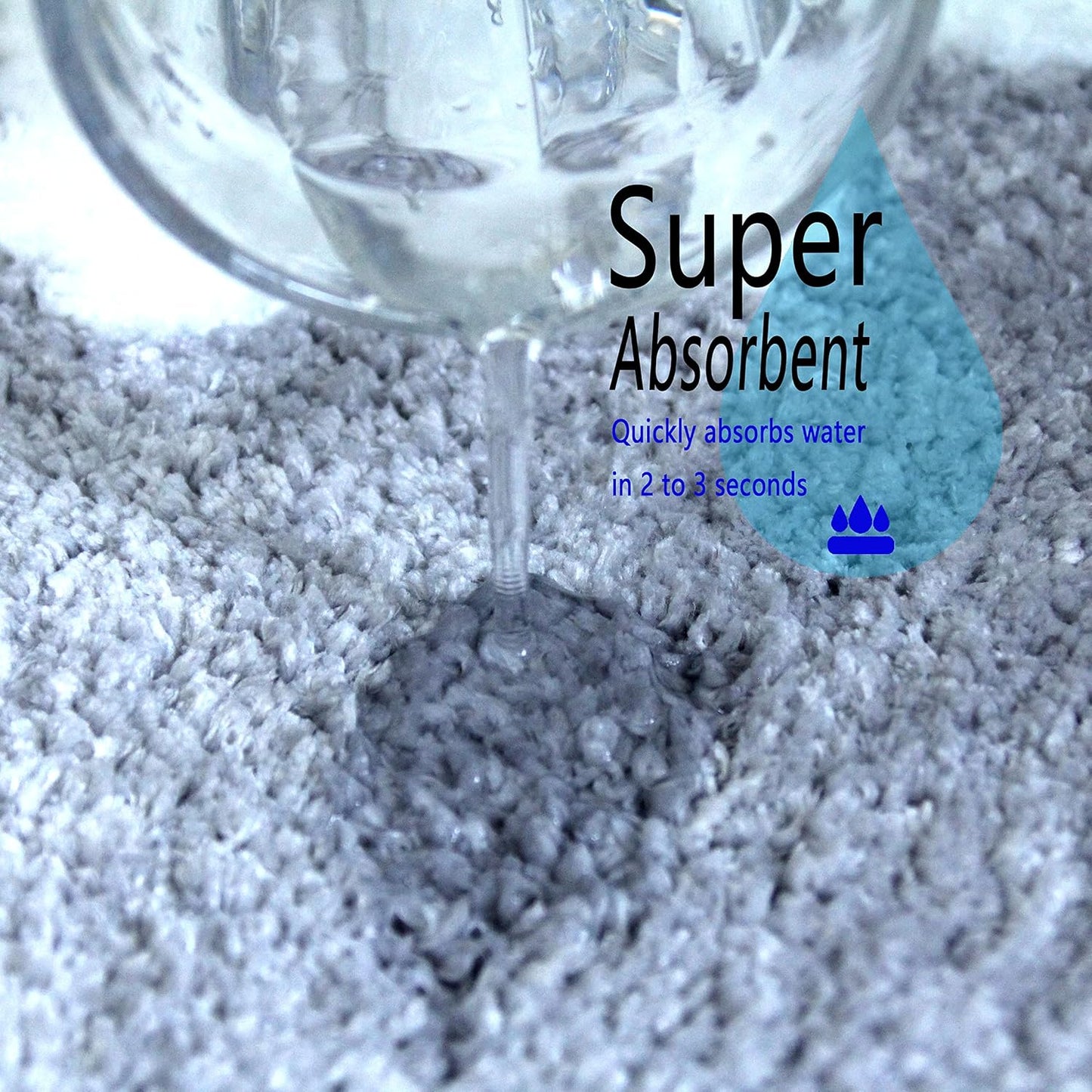 Bathroom Rugs Mat, White Flower Bath Rugs Fluffy Soft Superfine Fiber Non Slip Plush Machine Wash Bath Mat (16"×24", Gray)