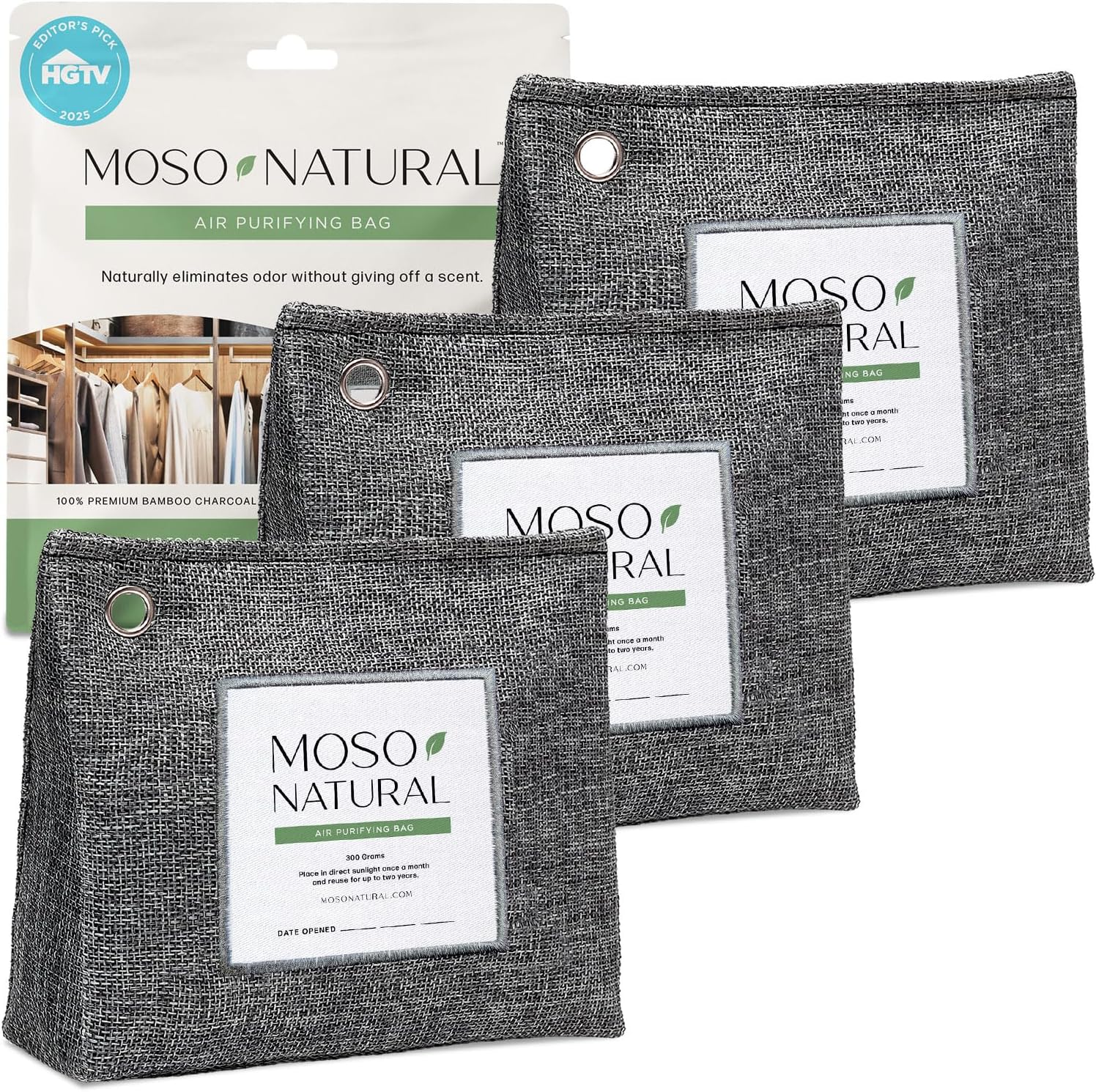 Moso Natural Air Purifying Bag 300g Premium Bamboo Charcoal Odor Absorber