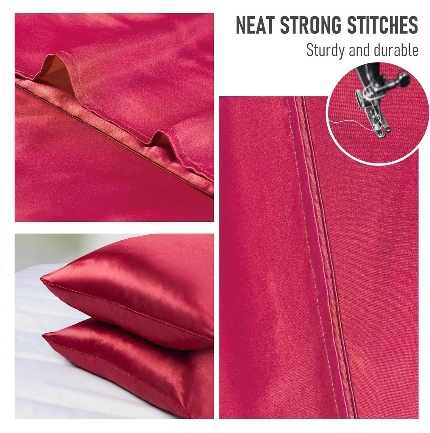 Tyfitb Satin Pillowcase Set for Hair & Skin Care – Cooling, Hypoallergenic, Anti-Frizz, Wrinkle-Free – Soft, Luxurious Pillowcases with Envelope Closure – 2-Pack, Queen Size 20x30, Gift-Ready