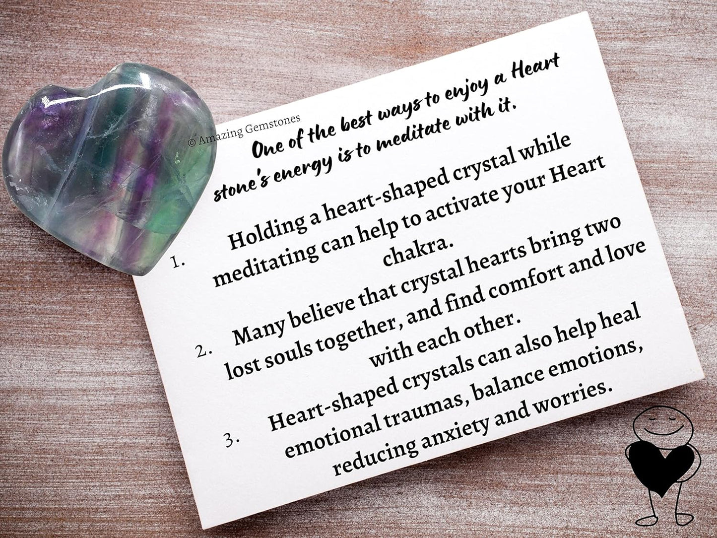 Amazing Gemstone Purple Fluorite Crystal Heart Palm Stone - Pocket Massage Worry Stone for Natural Body Chakra Balancing, Reiki Healing and Crystal Grid