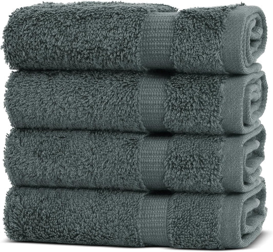 Chakir Turkish Linens | Hotel & Spa Quality 100% Cotton Premium Turkish Towels | Soft & Absorbent (4-Piece Washcloths, Dark Gray)