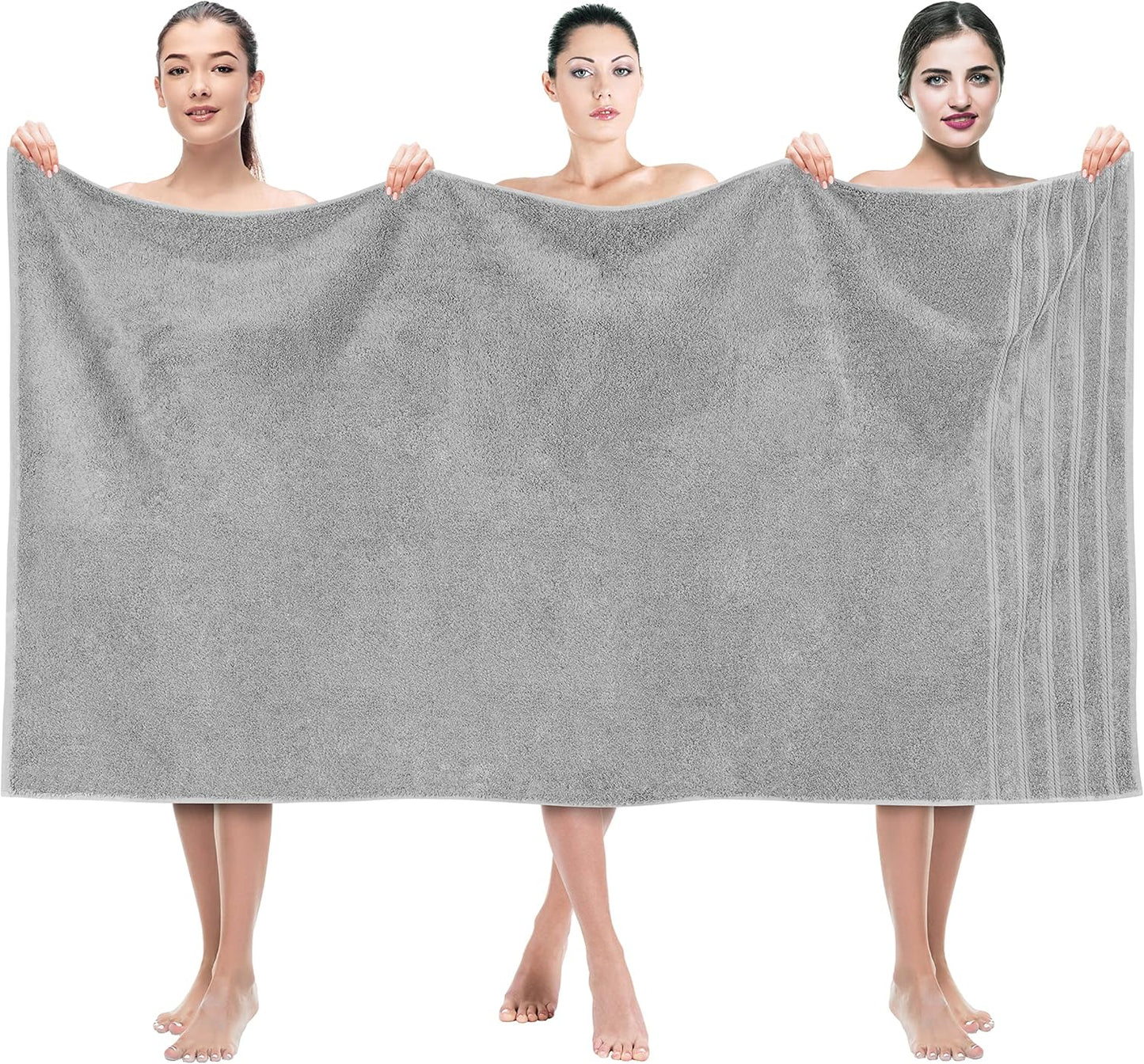 American Soft Linen 35x70 Jumbo Large Bath Towels, 600 GSM 100% Cotton Turkish Bath Sheet, Oversized Luxury Bath Towels for Bathroom Beach and Pool, Light Grey
