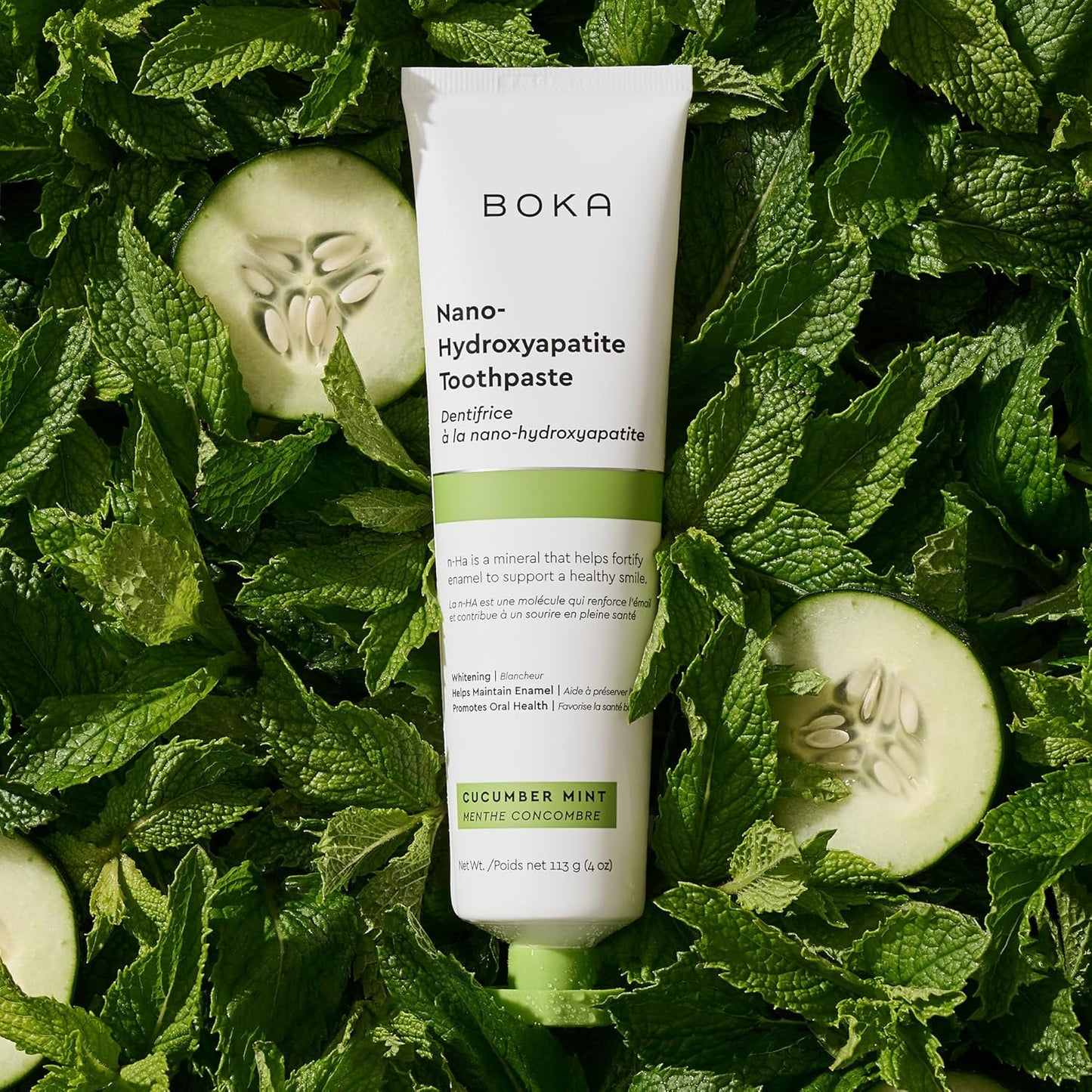 Boka Fluoride Free Toothpaste, Nano Hydroxyapatite Toothpaste, Appropriate for Sensitive Teeth - for Adult, Kids Oral Care - Cucumber Mint Flavor, 4 Fl Oz 3Pk US Manufactured