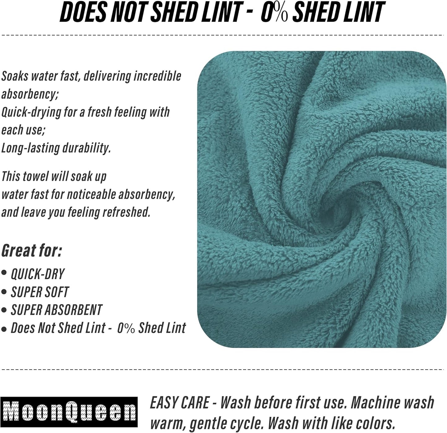 MOONQUEEN 6 Pack Premium Hand Towels - Quick Drying - Microfiber Coral Velvet Highly Absorbent Towels - Multipurpose Use as Hotel, Bathroom, Shower, Spa, Hand Towel 16 x 28 inches (Teal)