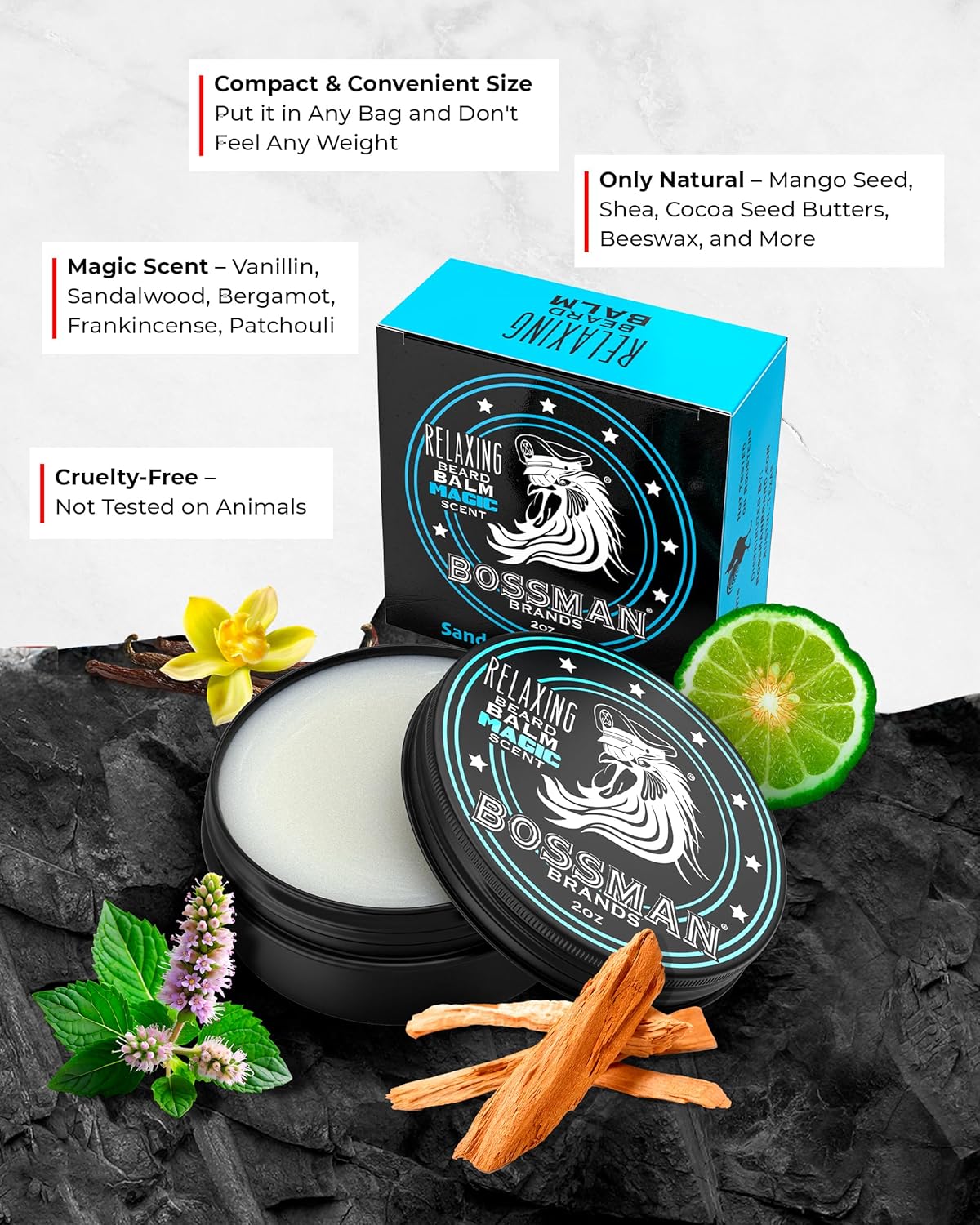 Bossman Beard Balm Variety Pack - Beard Grooming, Growth and Care Kit - Softener and Moisturizer - All 6 Scents