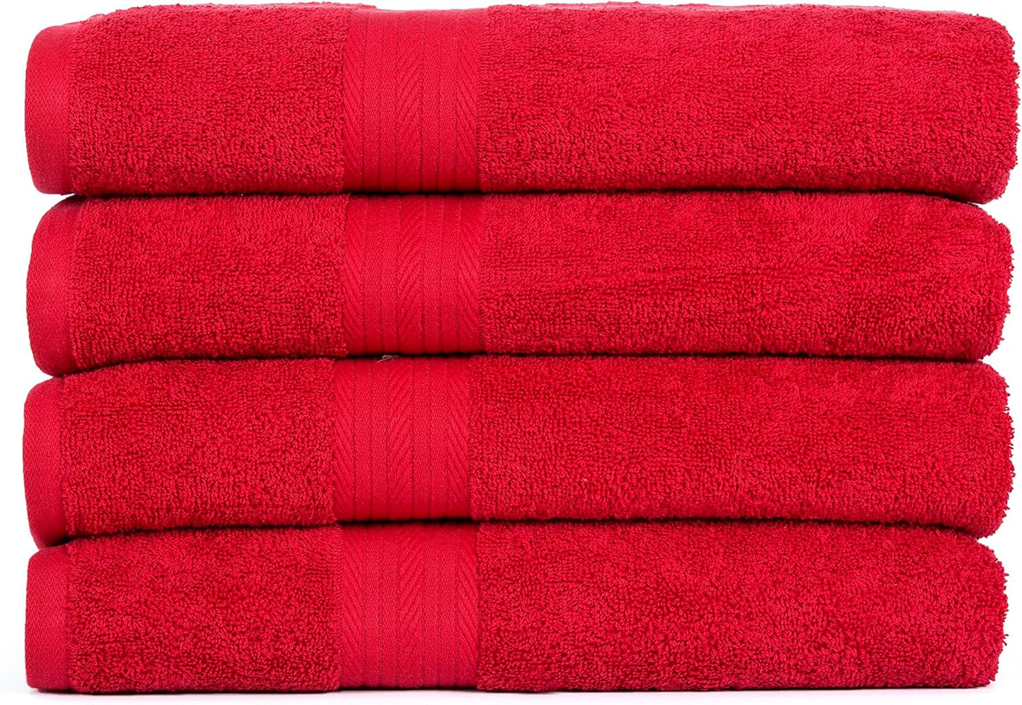 Ample Decor Hand Towels for Bathroom 18 X 28 Inch 600 GSM 100% Cotton, Soft Absorbent - 6 Pcs Red