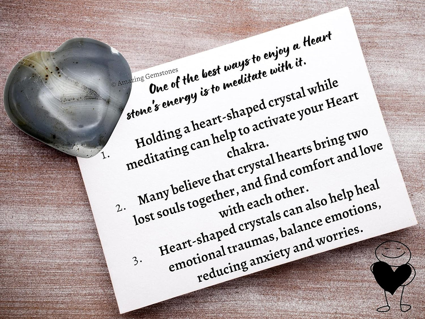 Amazing Gemstone Dendrite Agate Crystal Heart Palm Stone - Pocket Massage Worry Stone for Natural Body Chakra Balancing, Reiki Healing and Crystal Grid