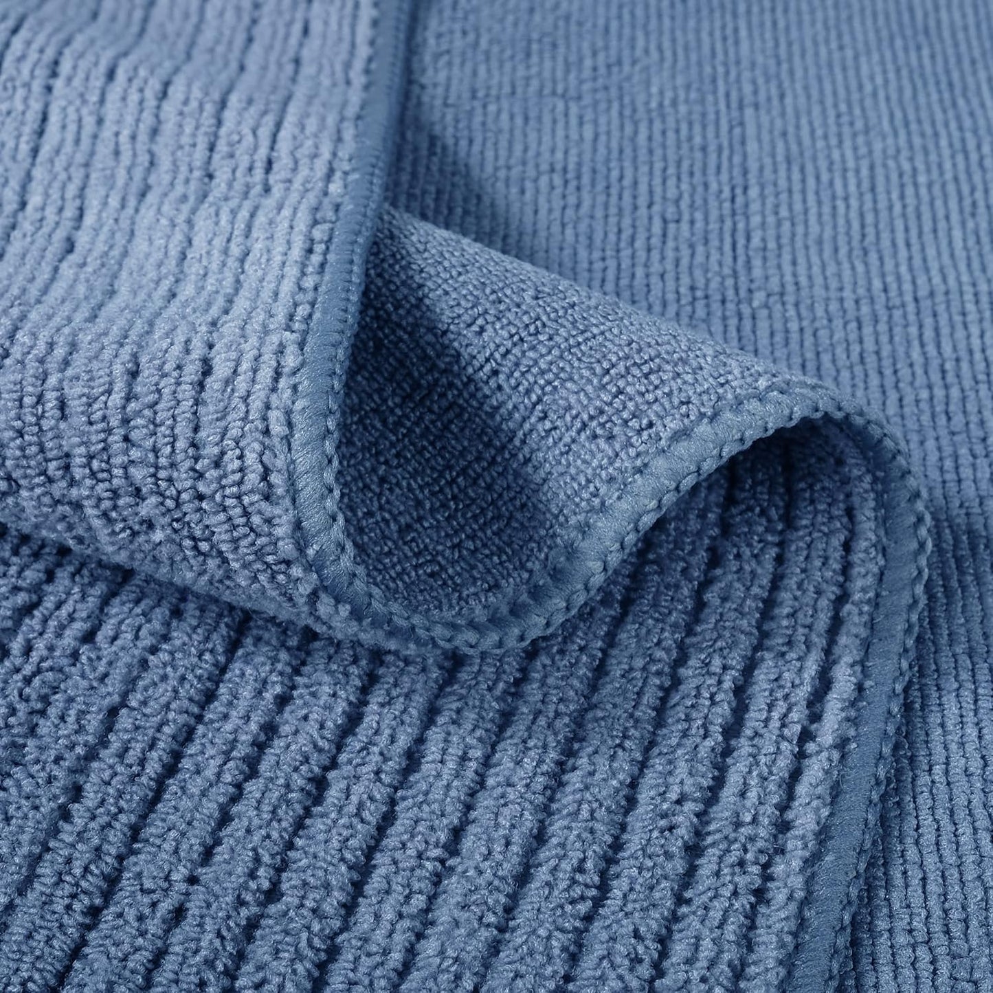 POLYTE Premium Microfiber All-Purpose Ribbed Terry Kitchen Towel, 12 Pack (Blue, Gray, Teal, 16x28 in)