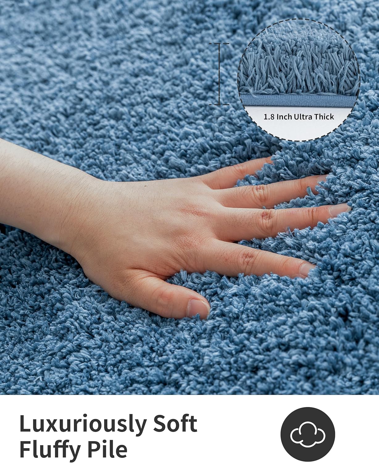 ILANGO Blue Bathroom Rugs 70" × 24" Non Slip & Super Absorbent Extra Thick Soft, Washable Bath Carpet Runner for Floor, Microfiber Plush Shaggy Bath Mats with Rubber for Bedroom Bathtub Shower Room