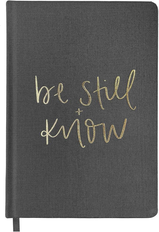 Sweet Water Decor Be Still and Know Notebook for Women - Bible Study Notes Journal, Church Notes Journal with Ribbon Bookmark - 100 Ruled Pages for Writing, Diary with Fabric Inspirational Cover