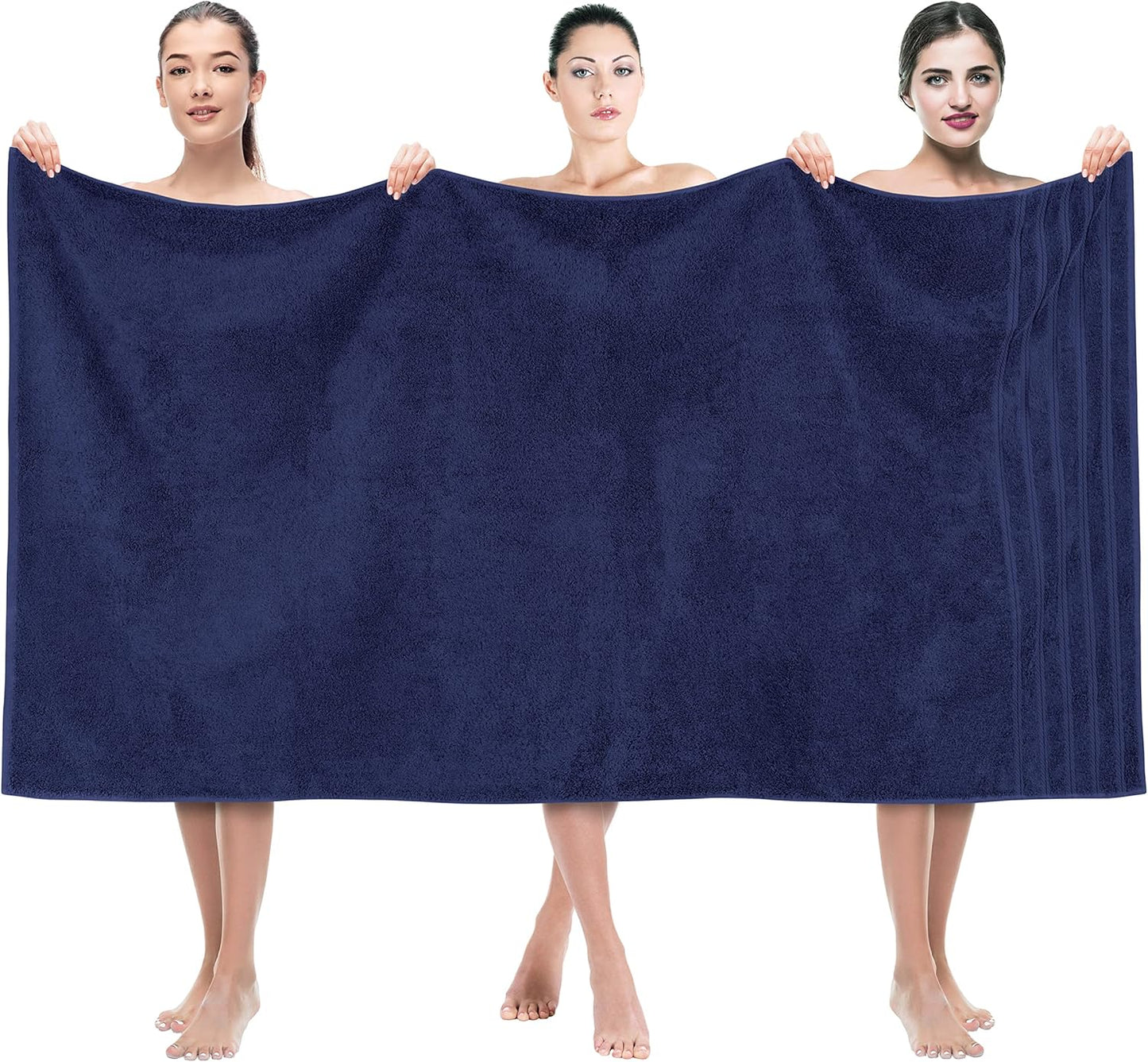American Soft Linen 35x70 Jumbo Large Bath Towels, 600 GSM 100% Cotton Turkish Bath Sheet, Oversized Luxury Bath Towels for Bathroom Beach and Pool, Navy Blue