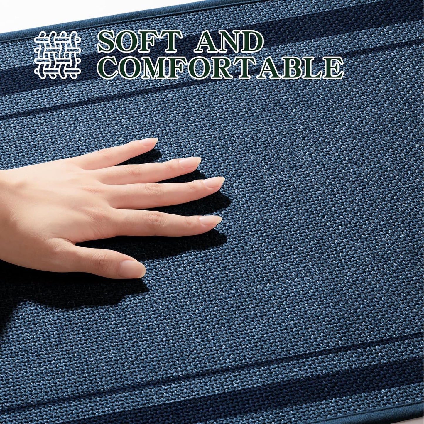 chakme Bathroom Rugs Mat 24x17, Ultra Thin Non Slip Bath Mat Small Quick Dry Absorbent Bath Mat for Bathroom, (Dark Blue, 24"x17")