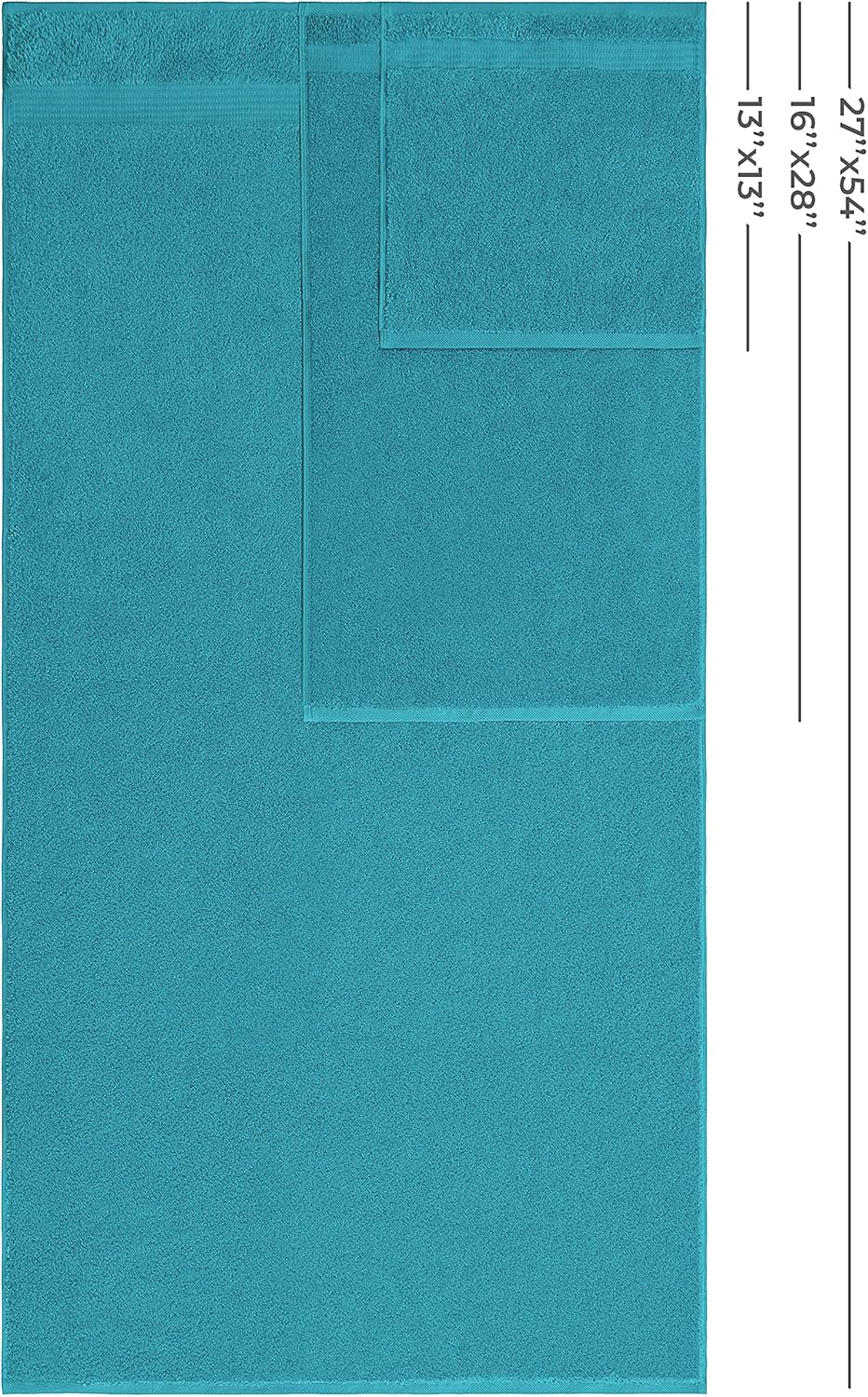 American Veteran Towel, 100% Cotton Turkish 6 Piece Towel Set Luxury Towels Set of 6 for Bathroom Essentials 2 Bath Towels 2 Hand Towels 2 Washcloths, Aqua Blue