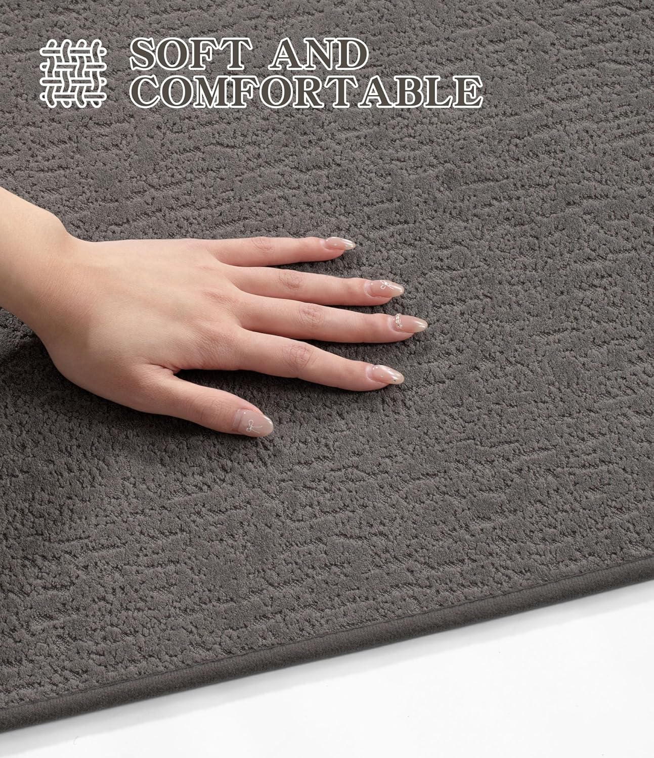 chakme Bathroom Rugs Mat 47x24, Ultra Thin Non Slip Bath Mat Quick Dry Absorbent Bath Mat for Bathroom Floor, (Dark Grey, 47"x24")