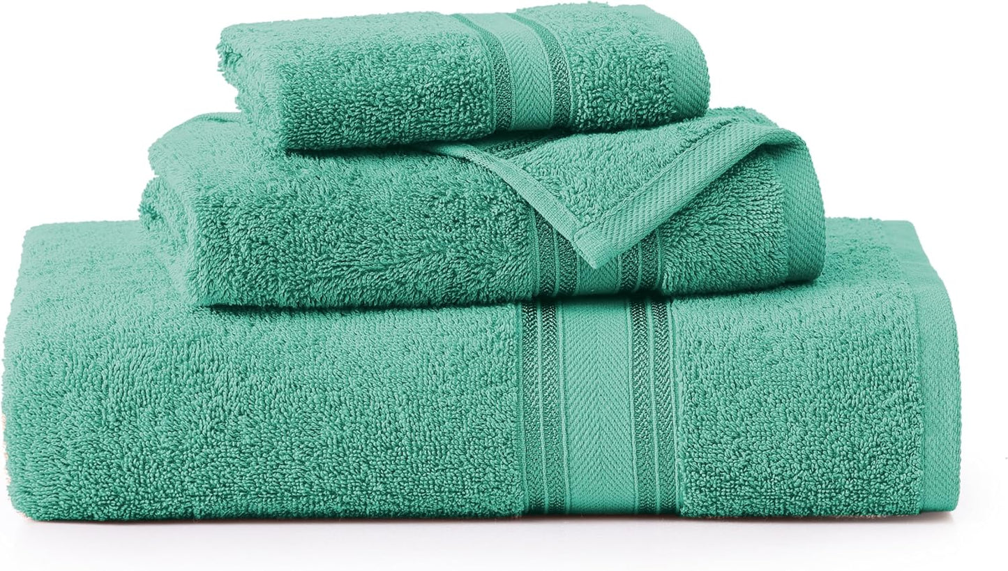 LANE LINEN Luxury Bath Towels Set - 3 Piece Set, 100% Cotton Bathroom Towels, Zero Twist, Quick Shower Towels, Absorbent Towel, Super Soft, 1 Bath Towel, 1 Hand Towel, 1 Wash Cloths - Teal