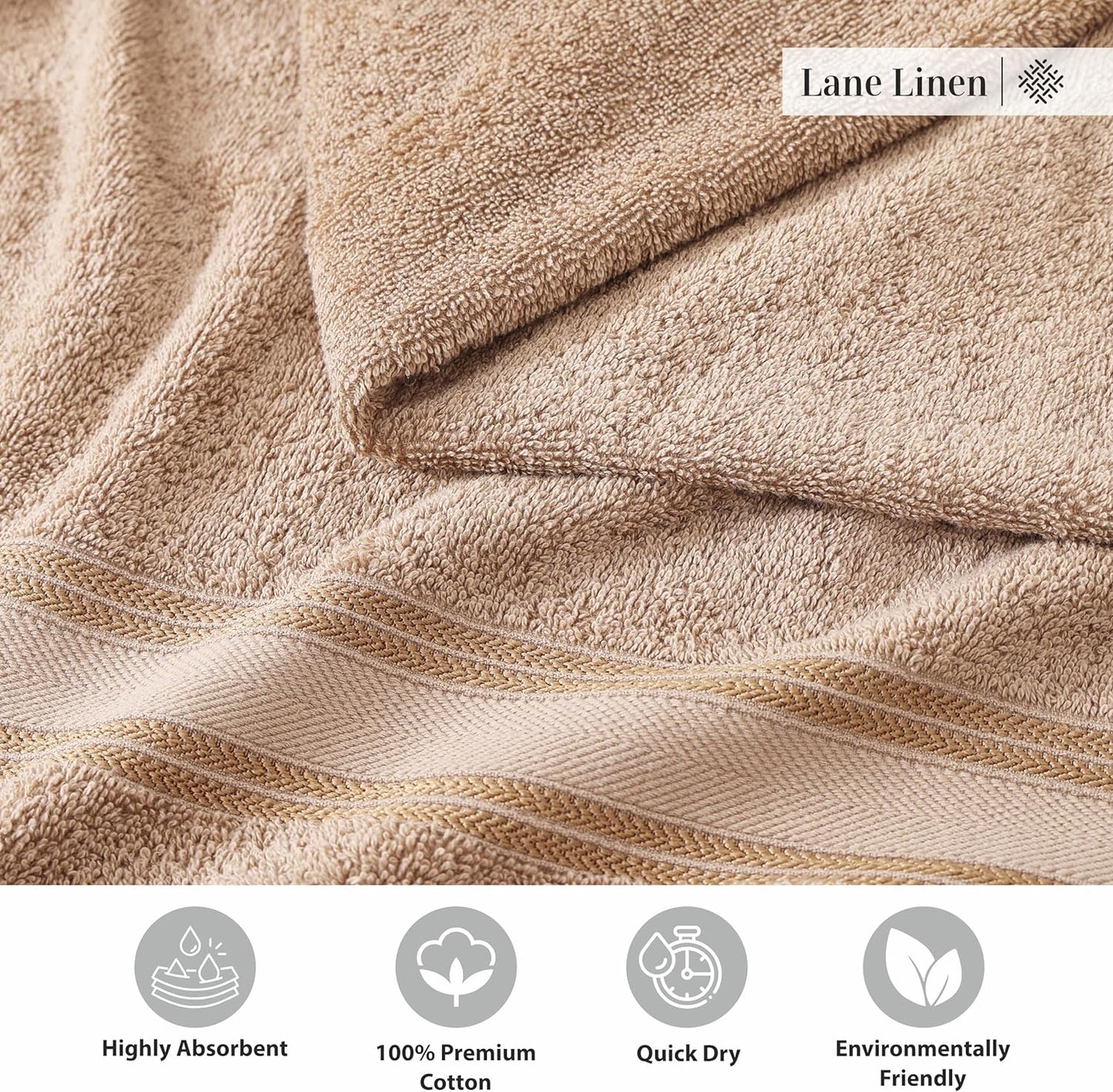 LANE LINEN 100% Cotton Bath Sheets Set of 4 (35"x66") - Zero Twist Cotton Extra Large Bath Towels Sets - Quick Dry, Highly Soft & Absorbent Oversized Luxury Towel Sets - Sustainabaly Produced - Taupe