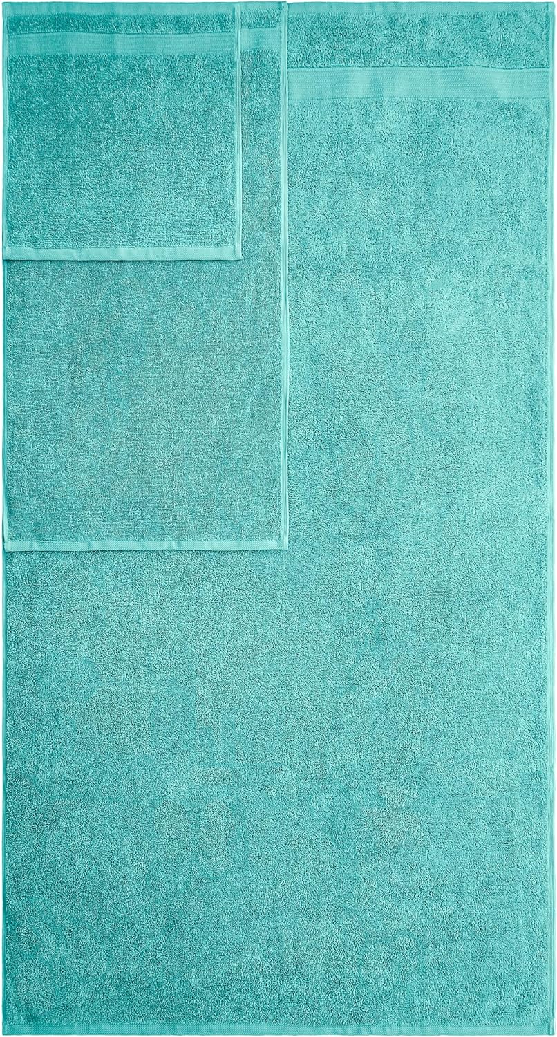 American Veteran Towel, 6 Piece Towel Set for Bathroom, 100% Cotton Turkish Bathroom Towels, 2 Bath Towels 2 Hand Towels 2 Washcloths, Turquoise Blue