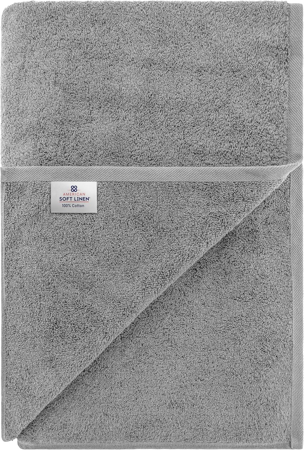 American Soft Linen Oversized Bath Sheet 40x80 Extra Large for Bathroom, 600 GSM 100% Cotton Turkish Jumbo Bathsheet Towels for Adults, Light Grey Bath Sheet