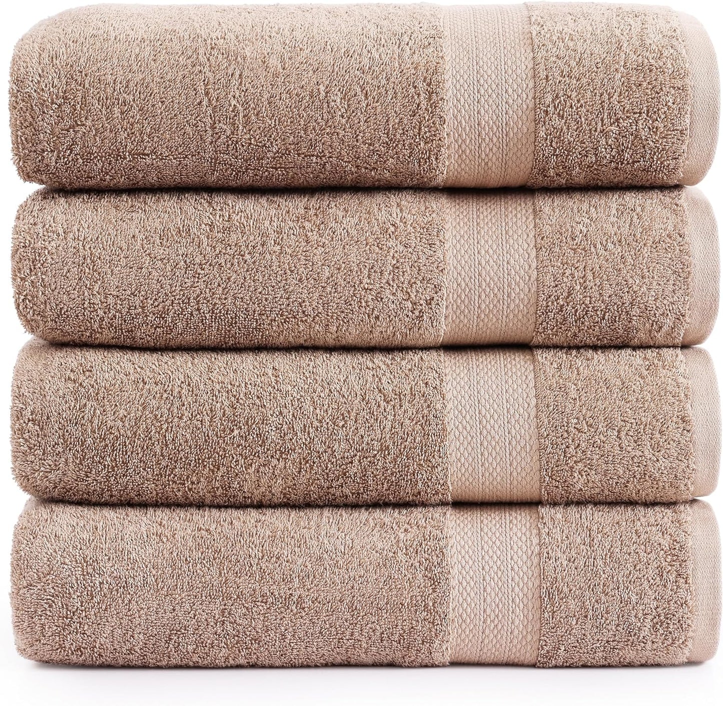 Lane Linen 100% Cotton Bath Sheets 4 Pack (35"x66") - Ring Spun Cotton Extra Large Bath Towels Set - Quick Dry, Soft & Absorbent Oversized Shower Towel Sets - Sustainabaly Produced, Pre Shrunk - Taupe
