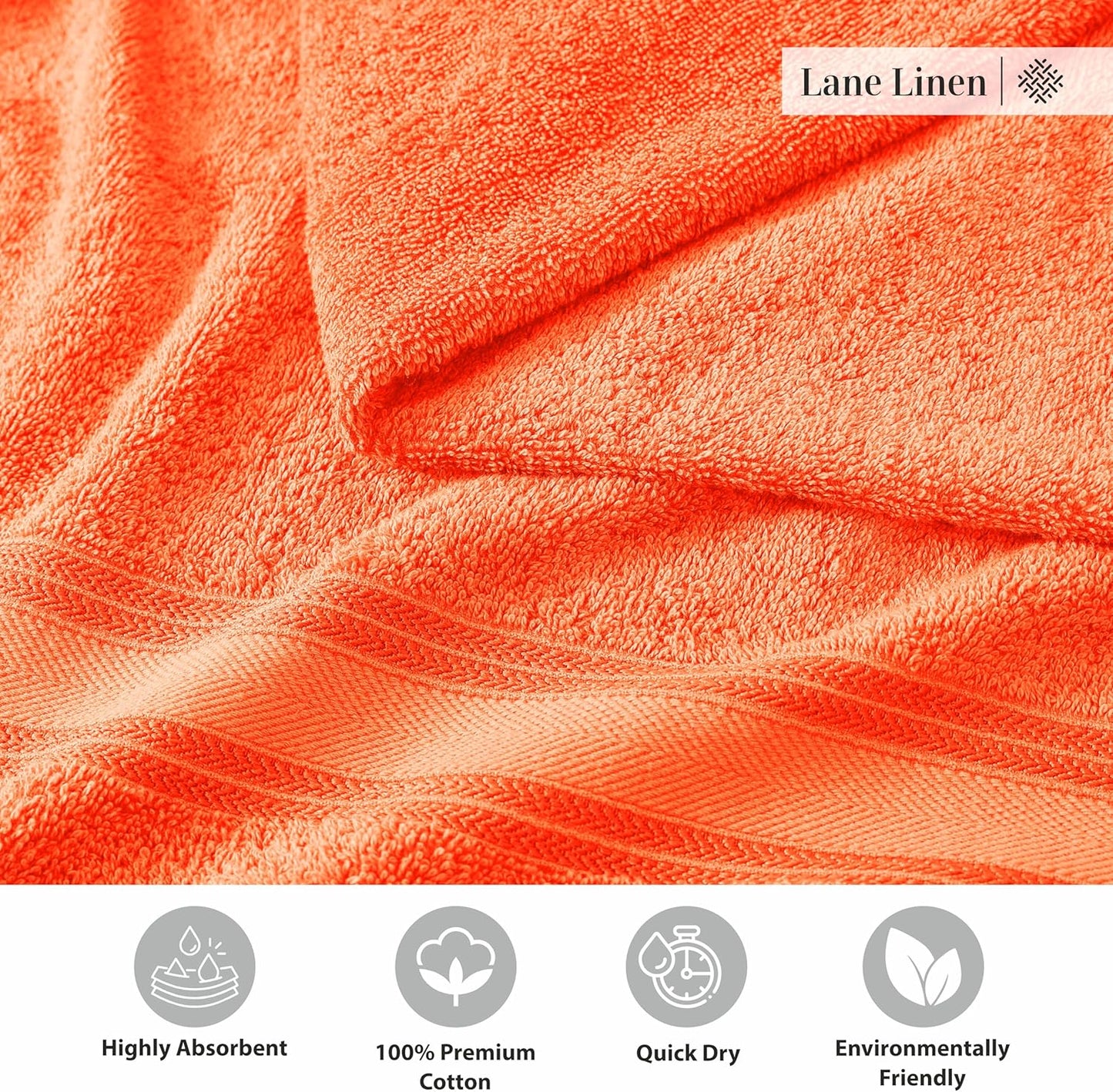 LANE LINEN Extra Large Bath Towels - Zero Twist 100% Cotton Bath Sheets, Large Towels for Bathroom, Quick Dry Bath Sheet Set, Super Soft Shower Towels, Absorbent Bathroom Towels Set of 4- Tiger Lily