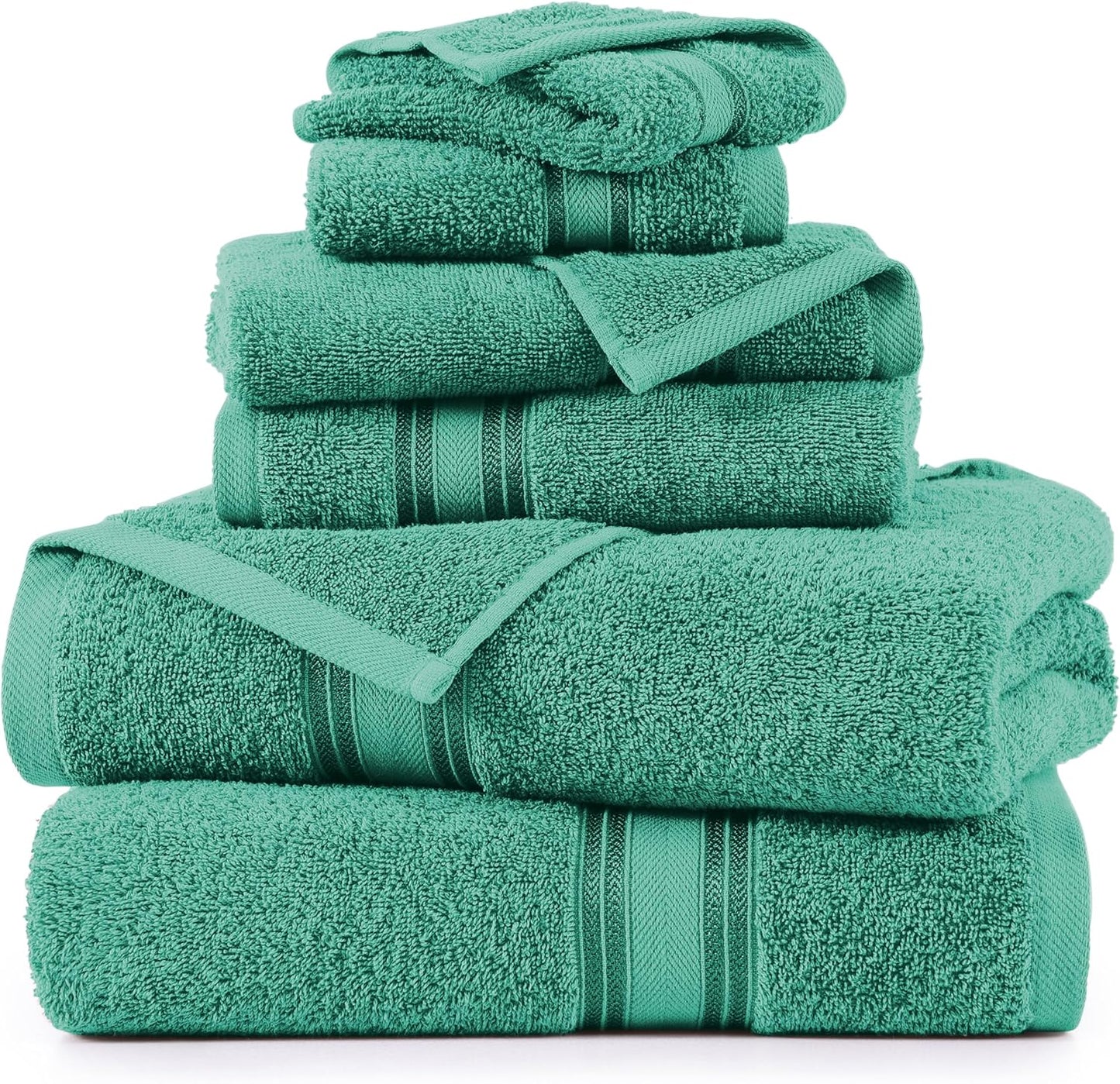 LANE LINEN Luxury Bath Towels Set - 6 Piece, 100% Cotton, Zero Twist, Quick Dry, Absorbent, Super Soft 2 Bath Towels, 2 Hand Towels, 2 Wash Cloths: Teal