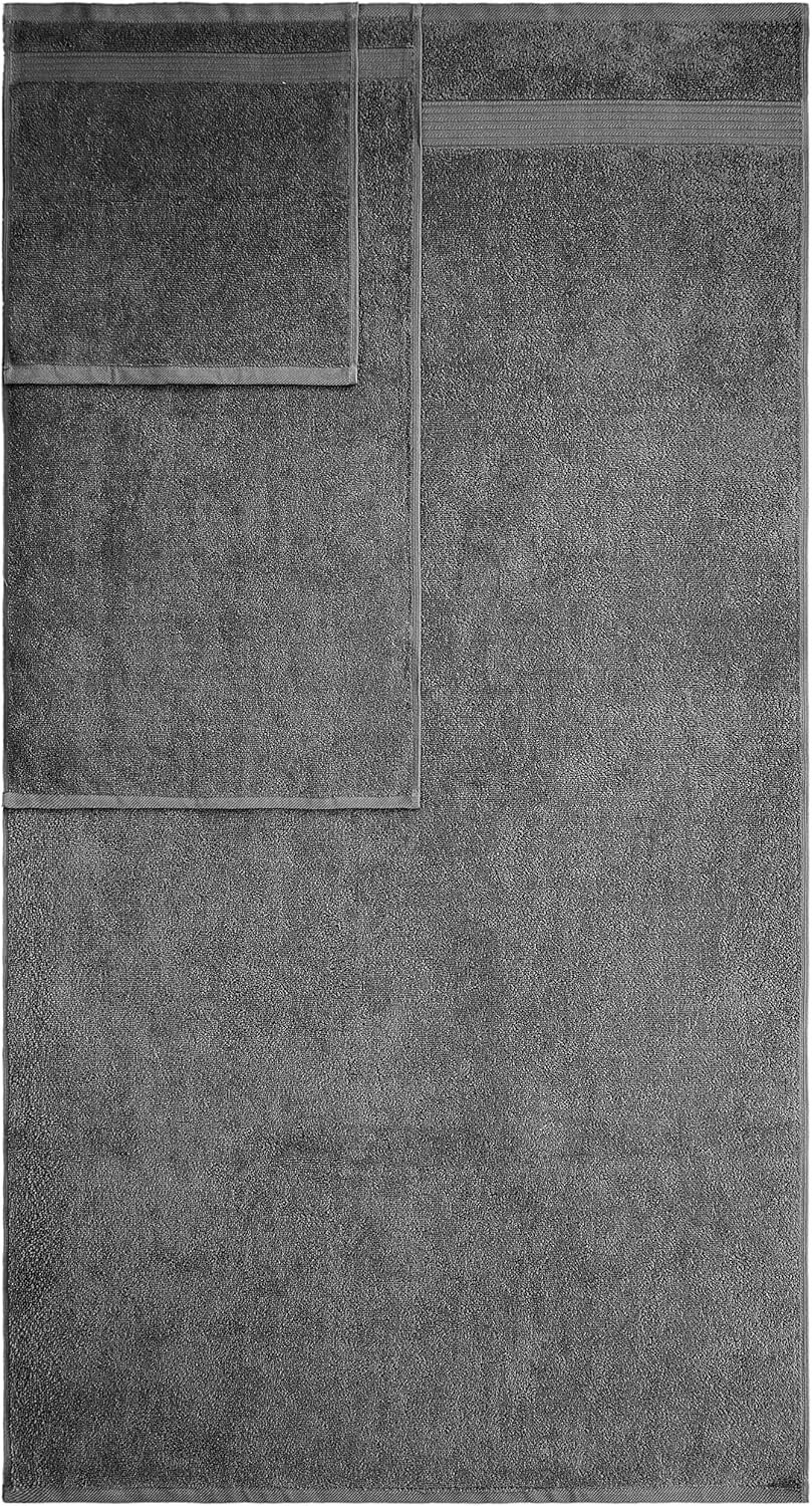 American Veteran Towel, 6 Piece Towel Set for Bathroom, 100% Cotton Turkish Bathroom Towels, 2 Bath Towels 2 Hand Towels 2 Washcloths, Dark Gray