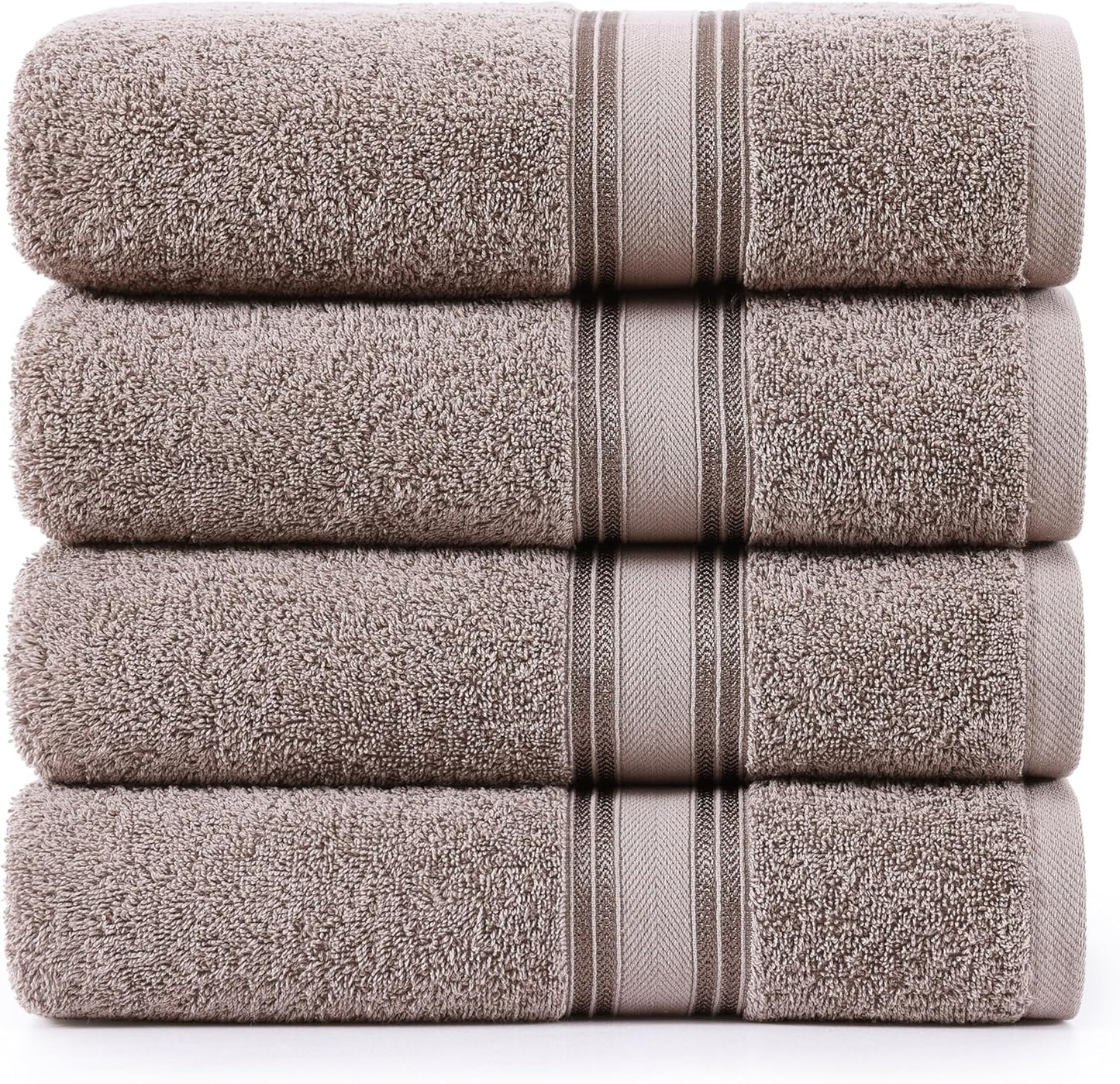 LANE LINEN 100% Cotton Bath Towels Set of 4 (28"x54") - Zero Twist, Mercerized Cotton Bathroom Towel Set - Quick Dry, Very Soft & Absorbent Large Bath Towels - Mininmal Lint After 3 Washes - Platinum