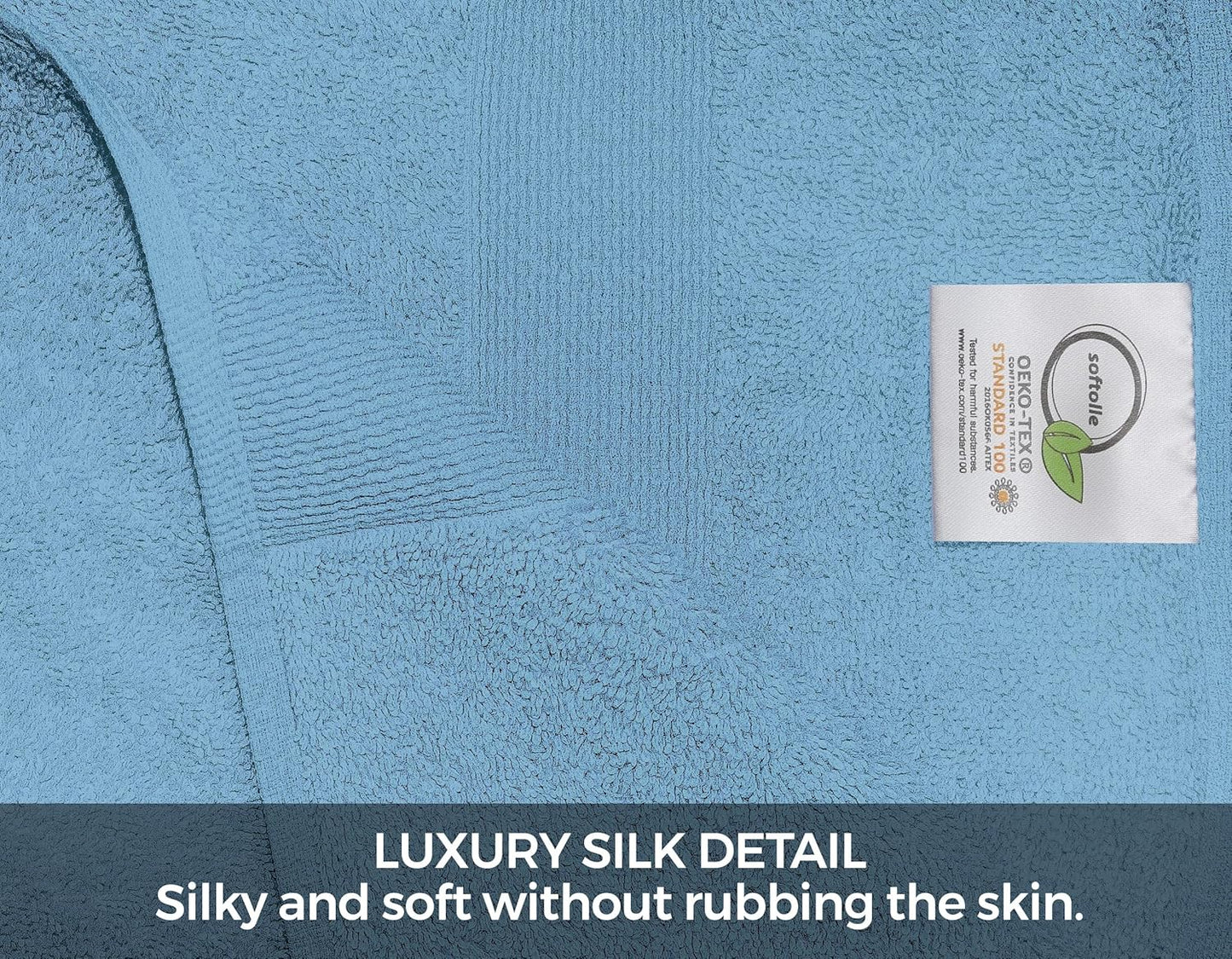 Luxury 8 Piece Towel Set, 2 Bath Towels 2 Hand Towels 4 Washcloths, Towels for Bathroom, Home, Spa & Gym - Highly Absorbent Ultra Soft Quick-Dry (Sky Blue)