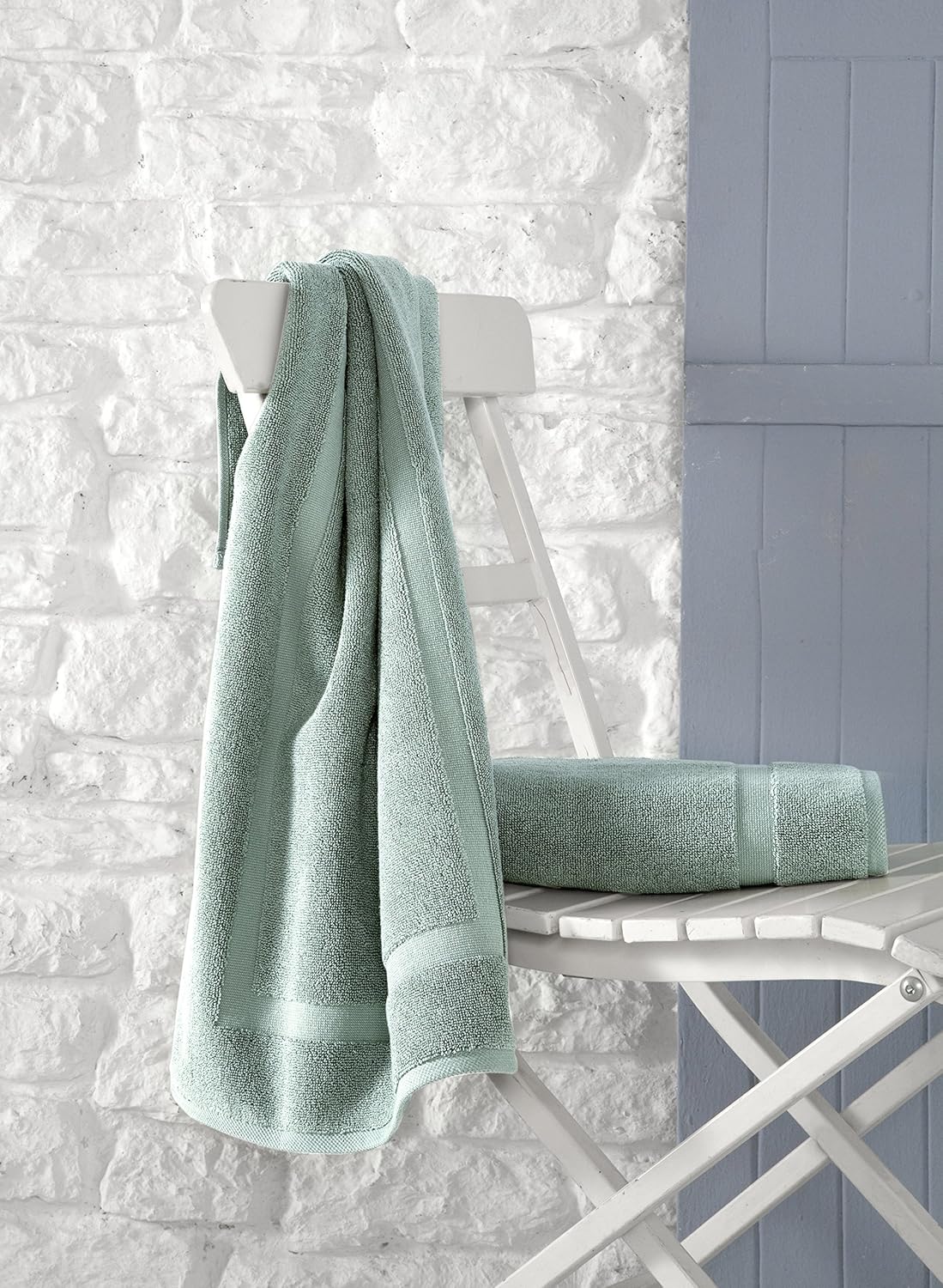 SALBAKOS 100% Turkish Cotton Extra Large Bath Sheet Set of 2 35x70 inch | Heirloom Quality | Hotel & Spa Collection | Soft, Absorbent Oversize Bath Towels | Made in Turkey (Green, 2 Bath Sheets)