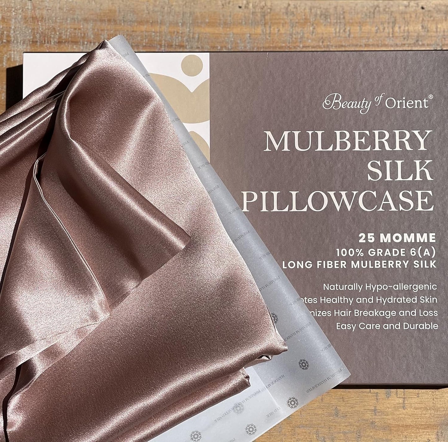 25 Momme Premium Mulberry Pink Silk Pillowcase for Hair and Skin | Handcrafted Hypoallergenic & Anti-Acne Silk Pillow Cases with Zipper | Standard - 20" x 26", Ballerina